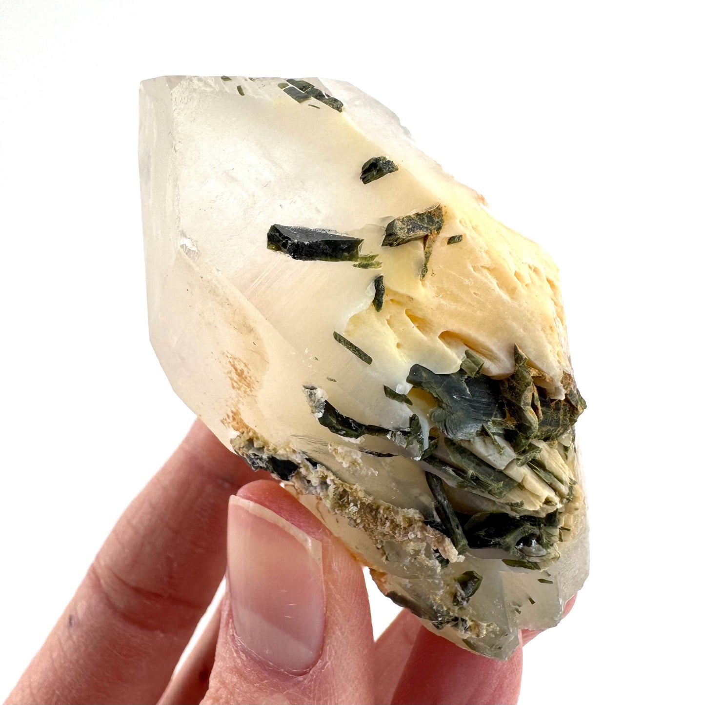Yellow Bone Quartz with Epidote | mango quartz crystal, mineral specimen from Pakistan