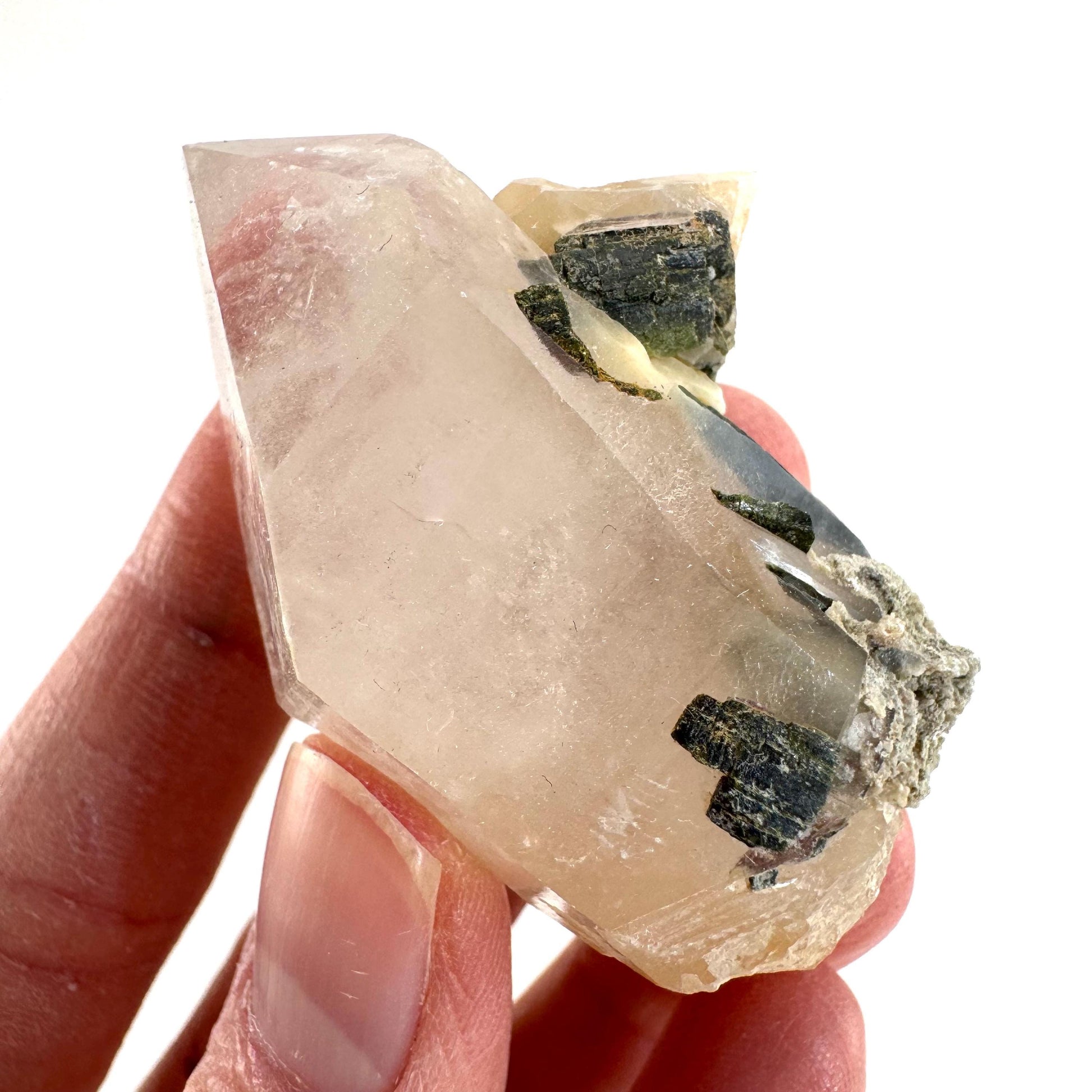 Yellow Bone Quartz with Epidote | mango quartz crystal, mineral specimen from Pakistan