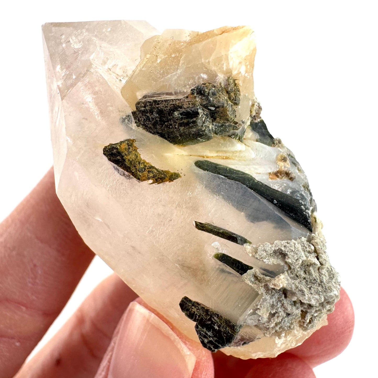 Yellow Bone Quartz with Epidote | mango quartz crystal, mineral specimen from Pakistan