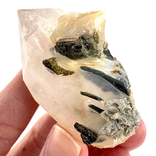Yellow Bone Quartz with Epidote | mango quartz crystal, mineral specimen from Pakistan