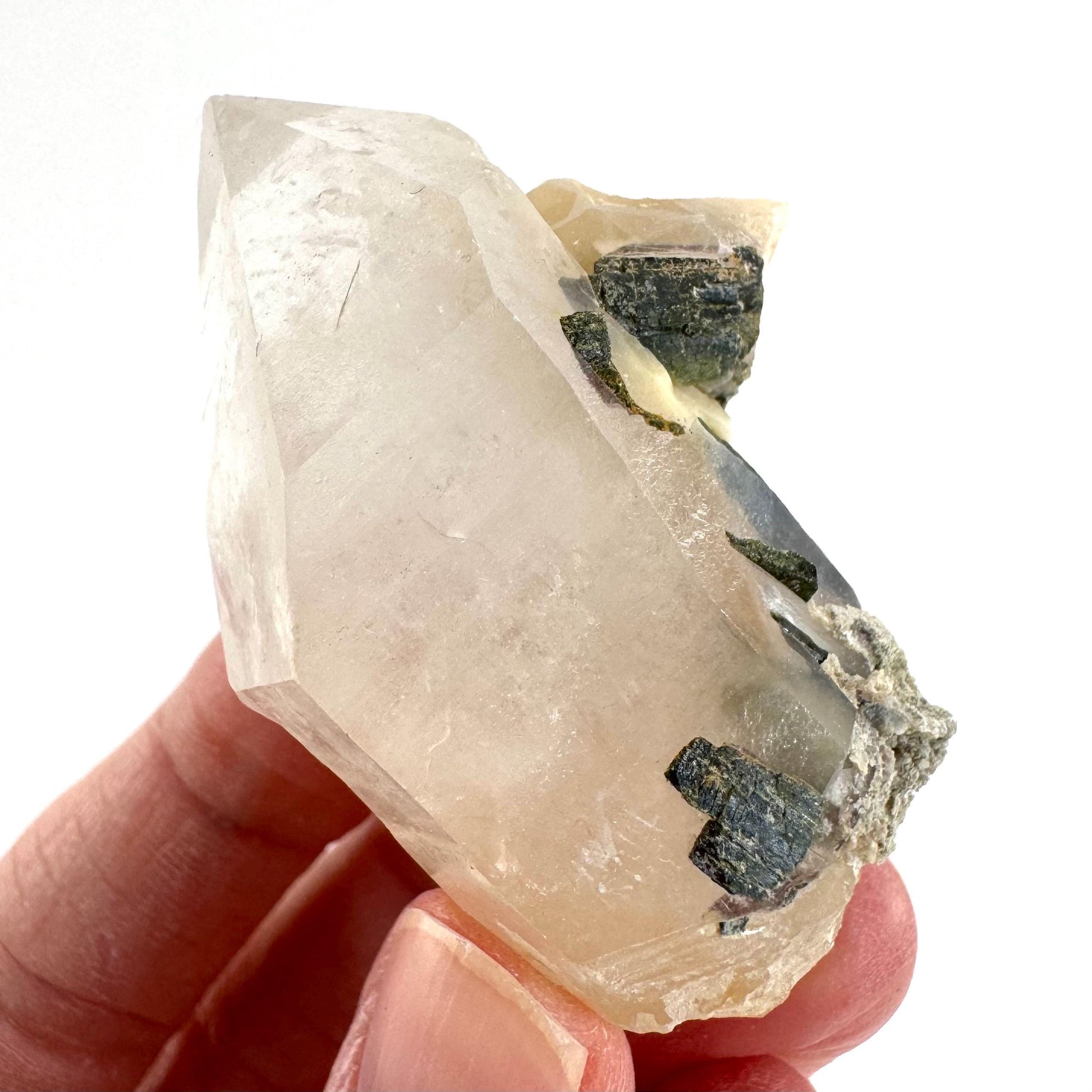 Yellow Bone Quartz with Epidote | mango quartz crystal, mineral specimen from Pakistan