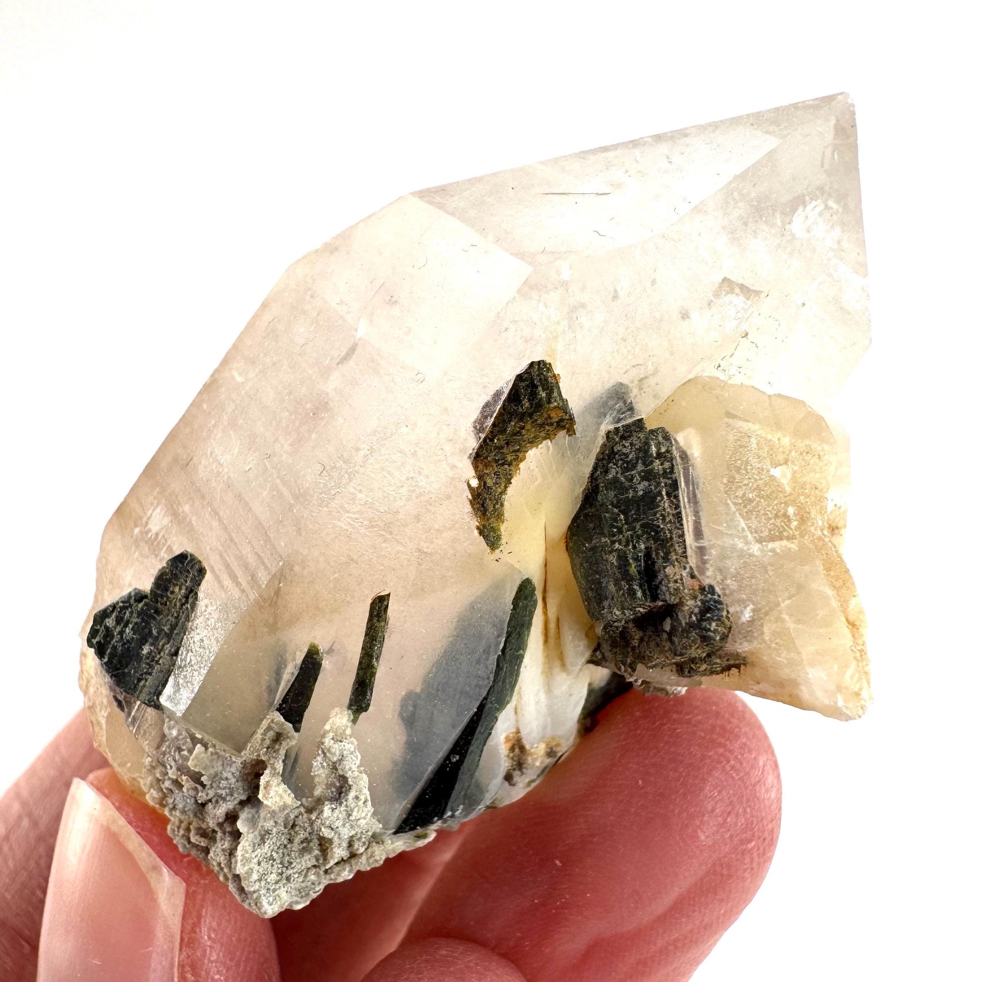 Yellow Bone Quartz with Epidote | mango quartz crystal, mineral specimen from Pakistan