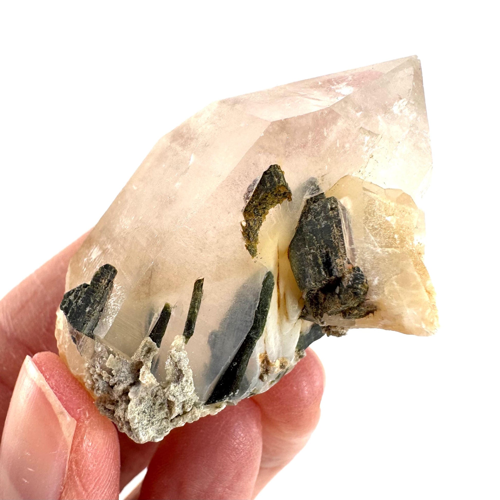 Yellow Bone Quartz with Epidote | mango quartz crystal, mineral specimen from Pakistan