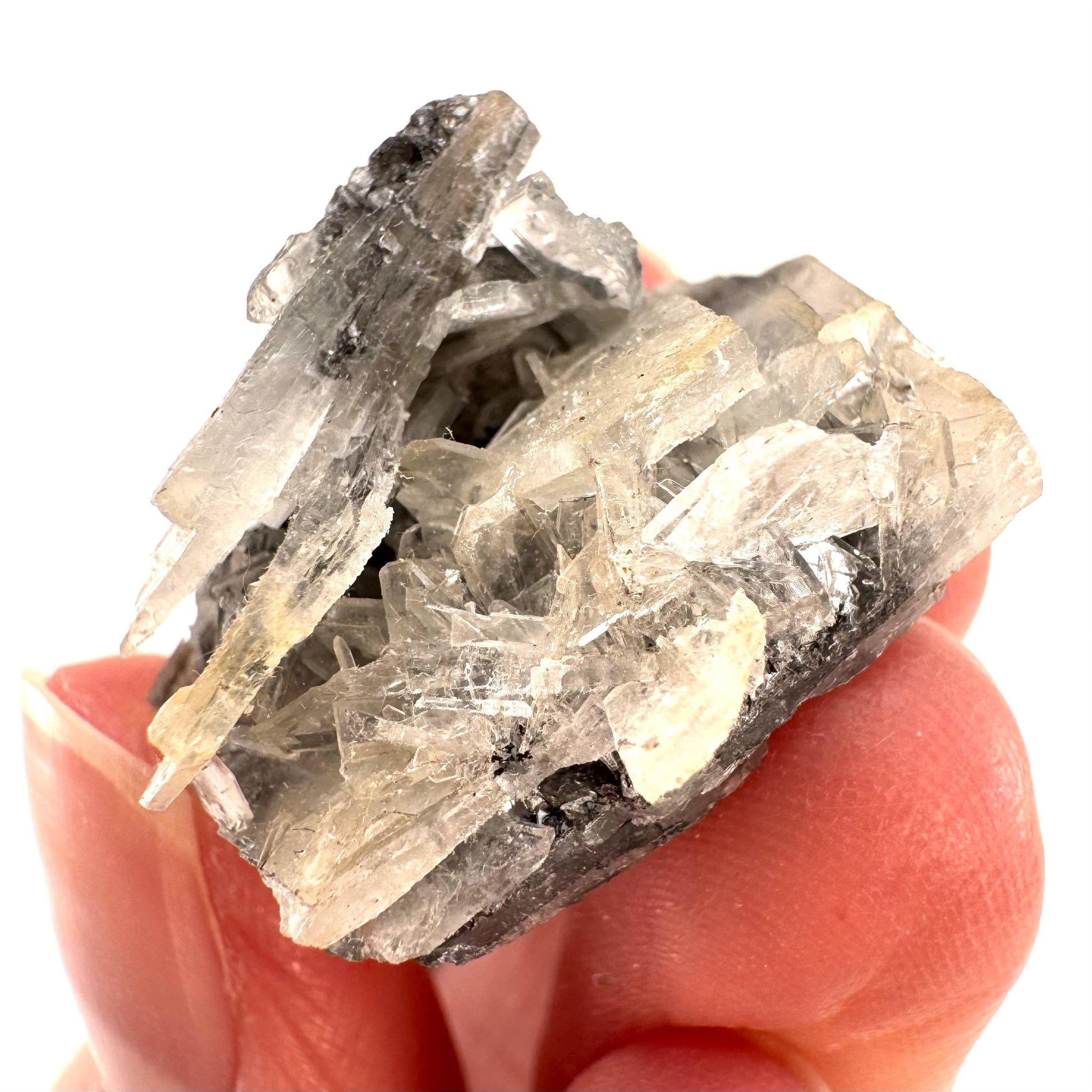 Barite with Stibnite | Crystal cluster, baryte mineral specimen from DR Congo
