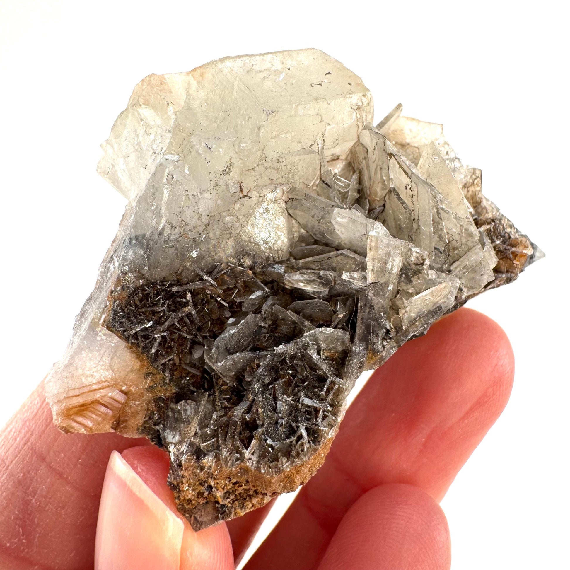 Barite with Stibnite | Crystal cluster, baryte mineral specimen from DR Congo
