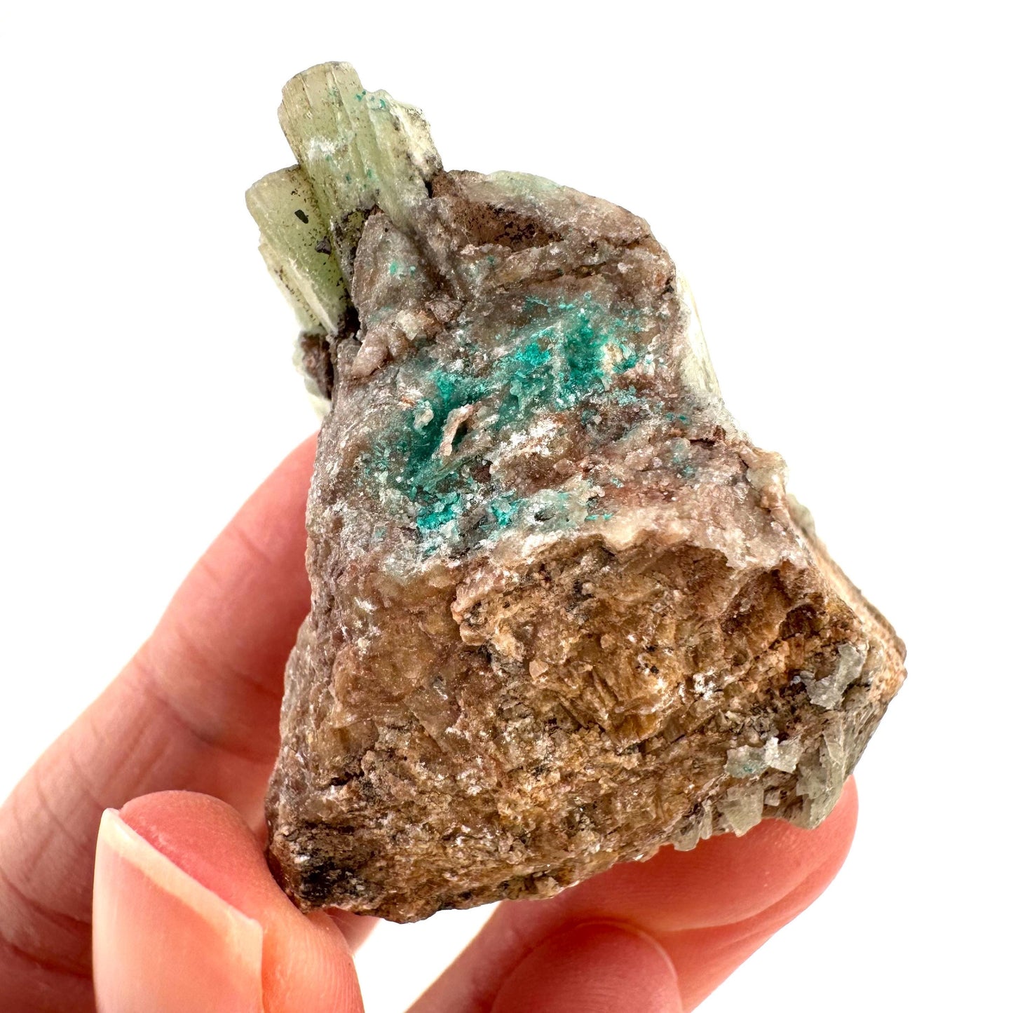 Cuprian Barite with Malachite | Crystal cluster, baryte mineral specimen from DR Congo