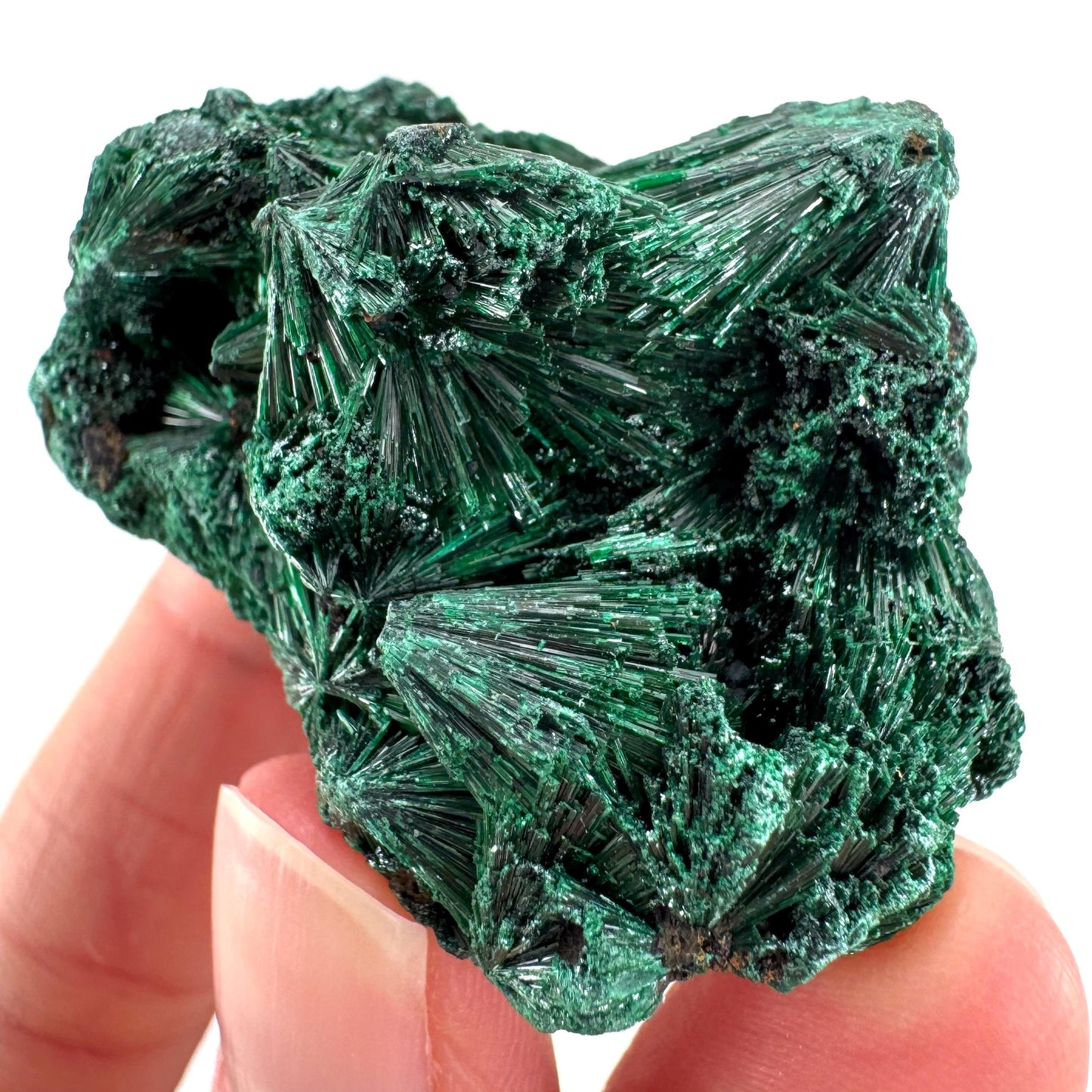 Fibrous Malachite | green velvet crystal, mineral specimen