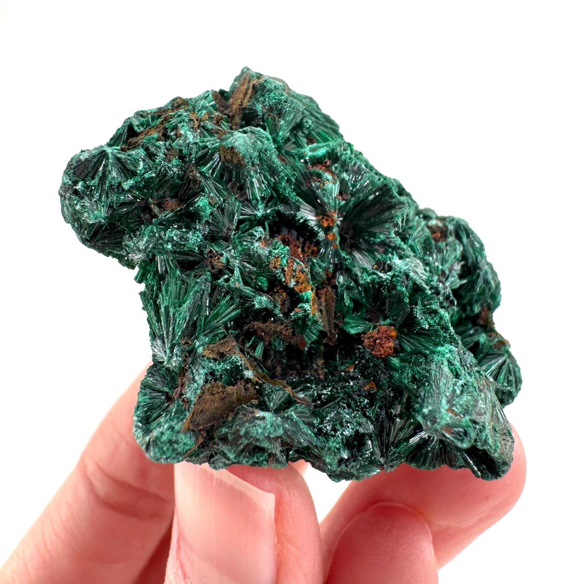 Fibrous Malachite | green velvet crystal, mineral specimen
