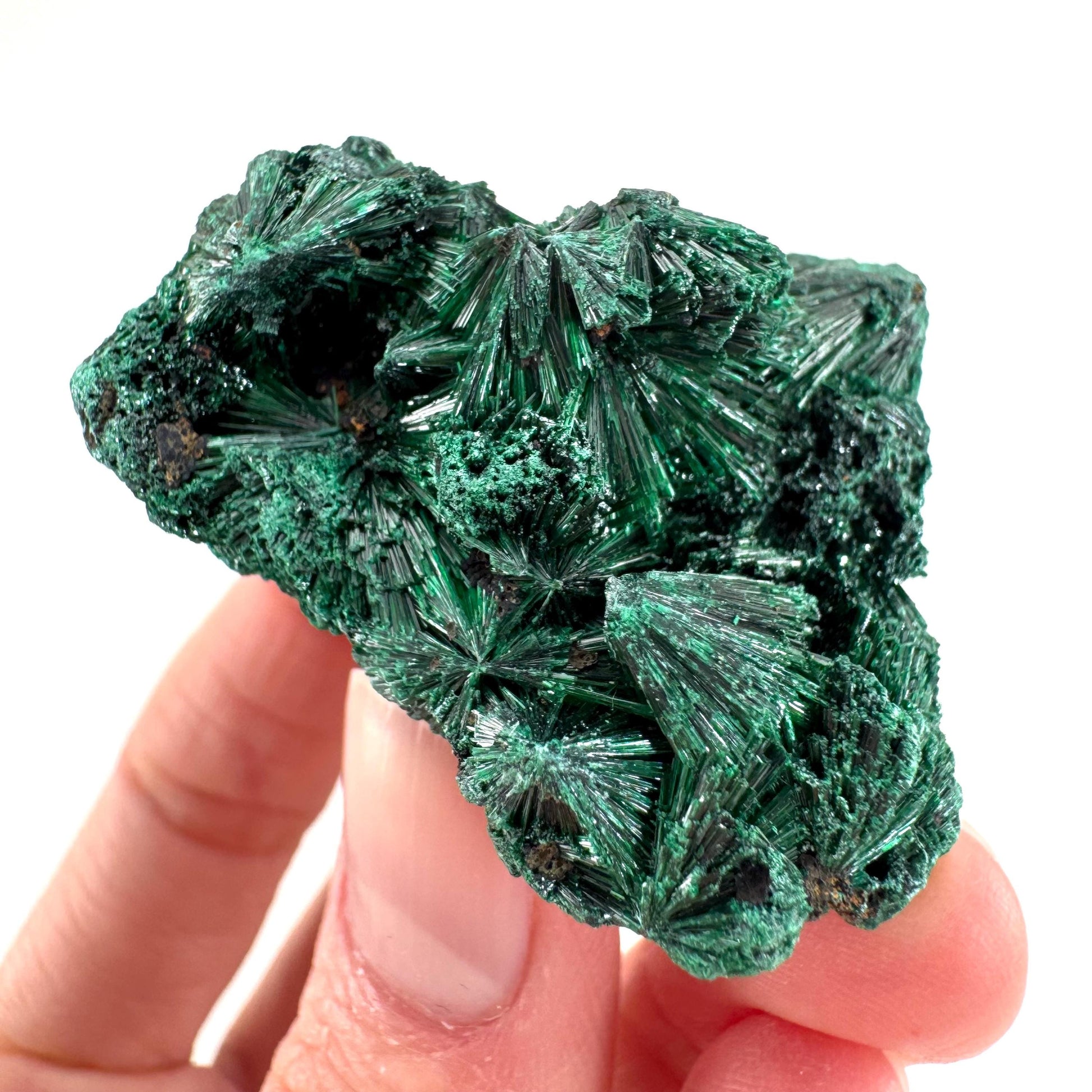 Fibrous Malachite | green velvet crystal, mineral specimen