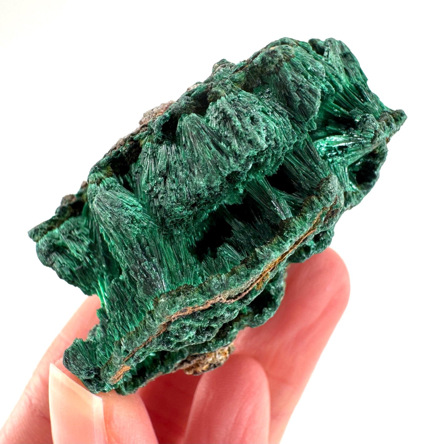 Fibrous Malachite | green velvet crystal, mineral specimen