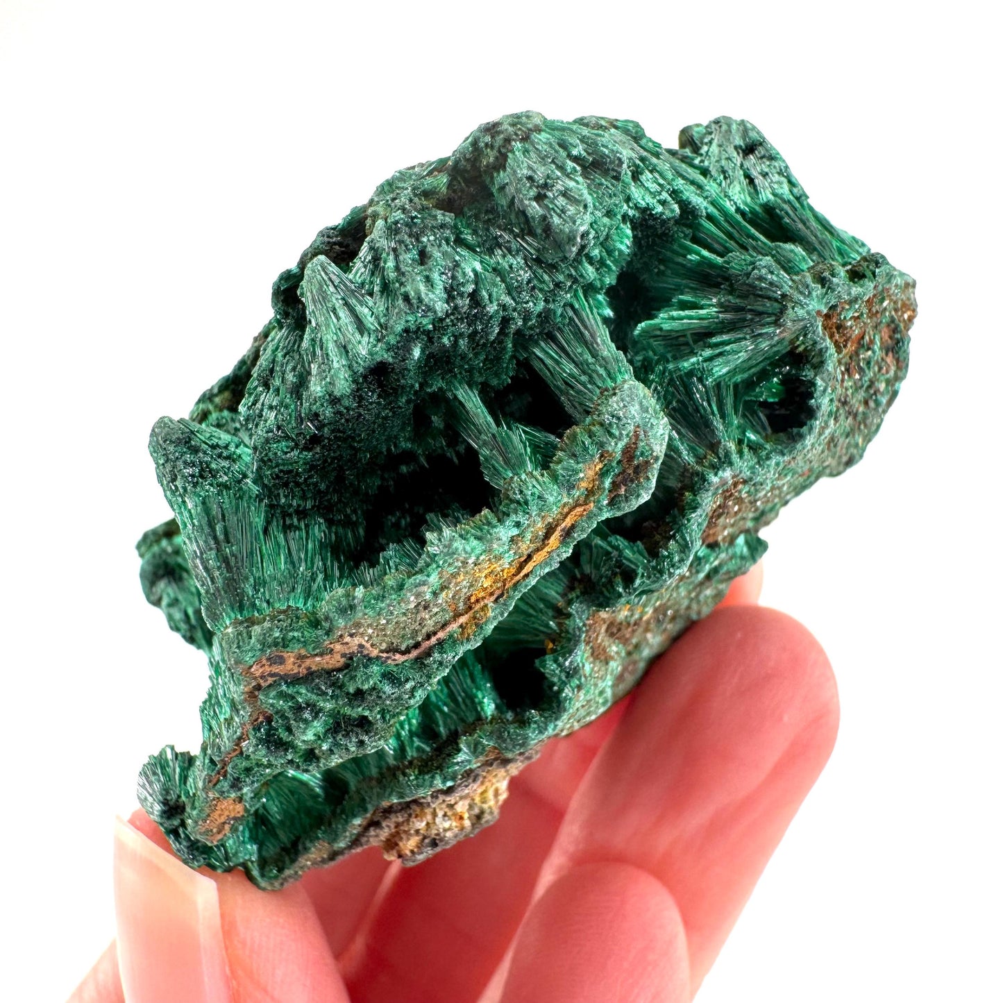 Fibrous Malachite | green velvet crystal, mineral specimen