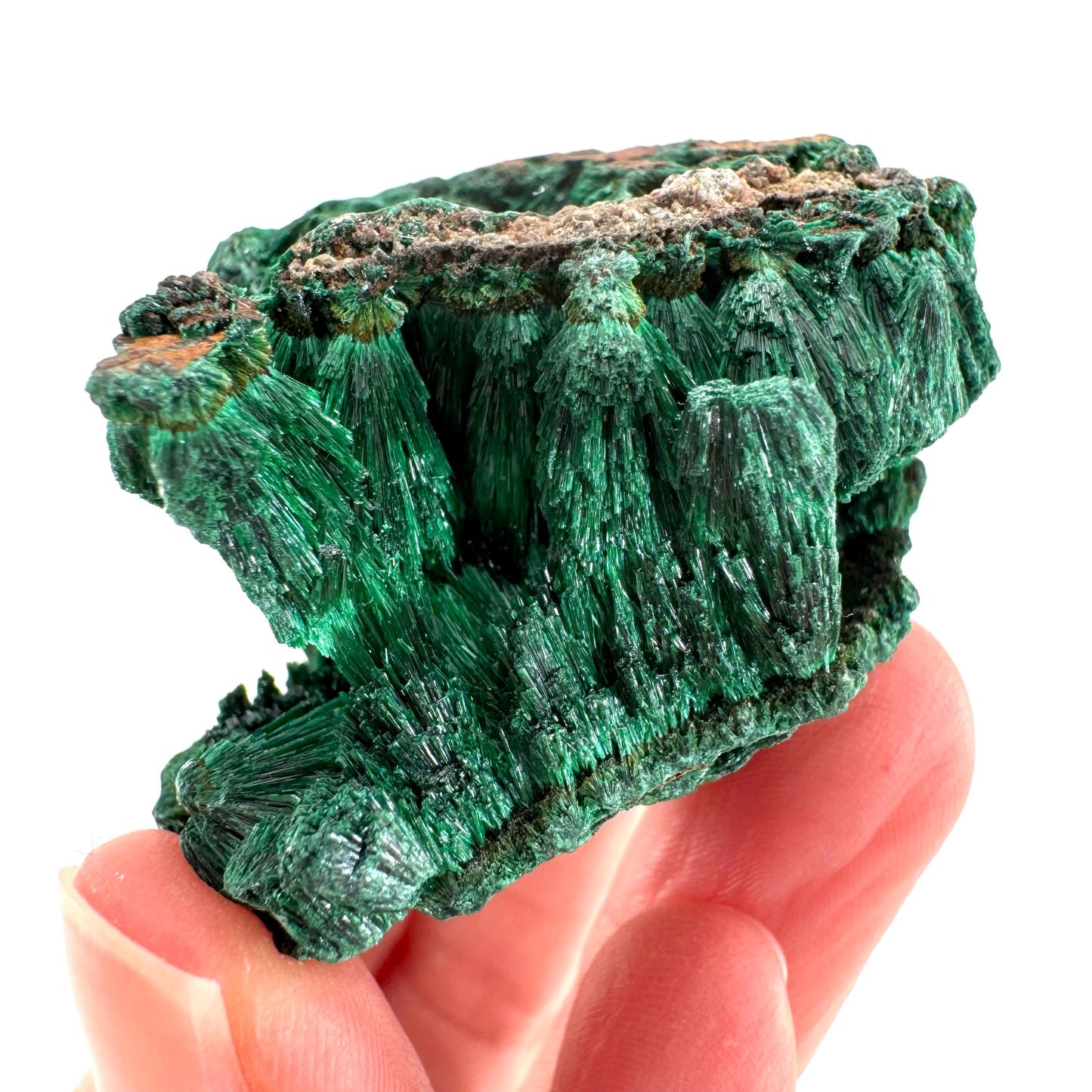 Fibrous Malachite | green velvet crystal, mineral specimen