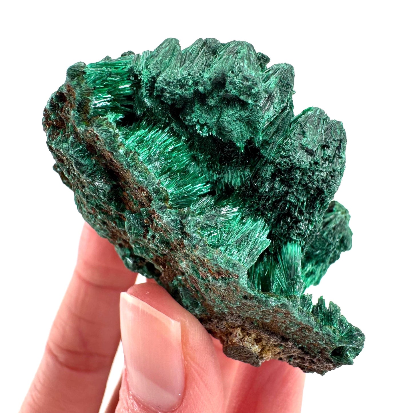 Fibrous Malachite | green velvet crystal, mineral specimen