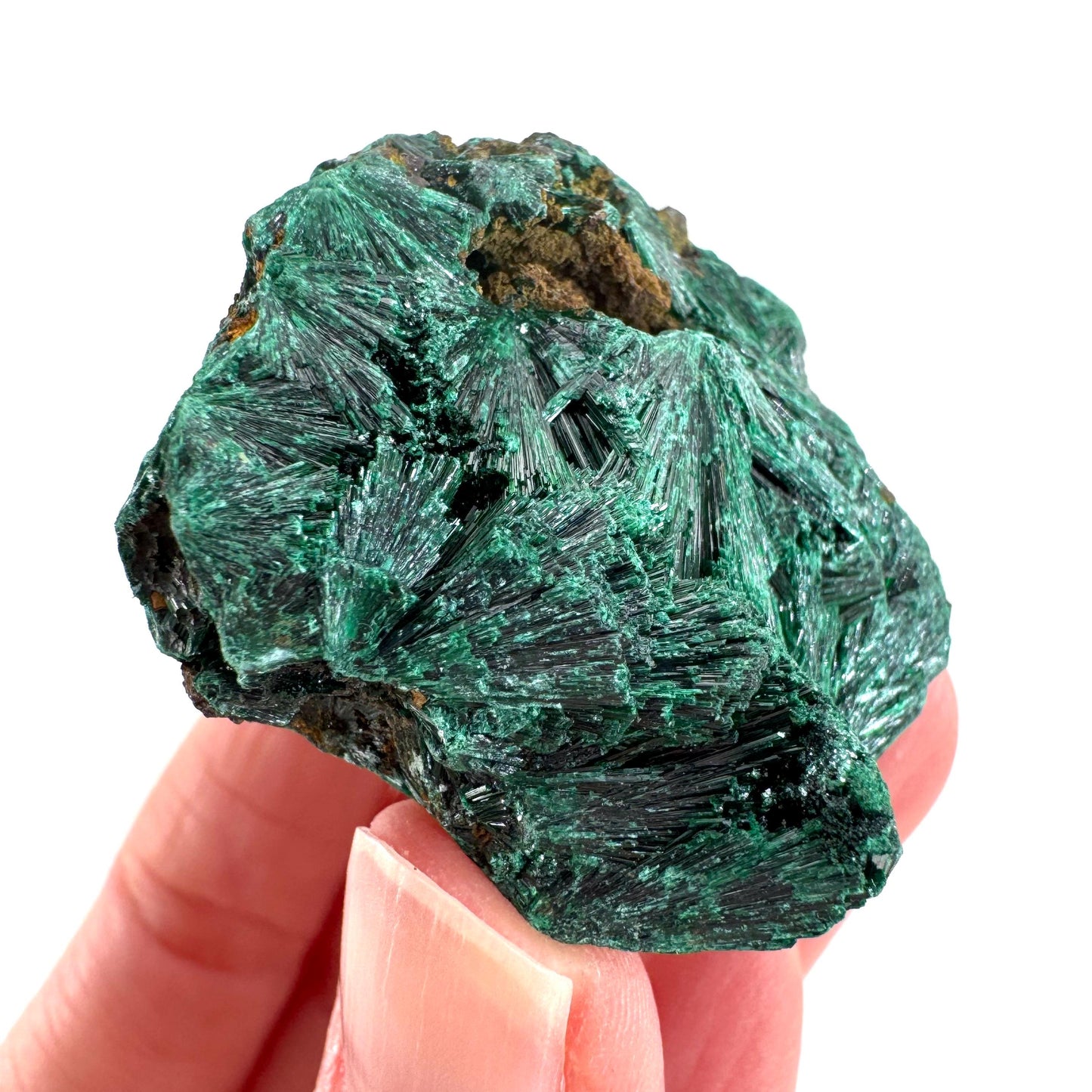 Fibrous Malachite | green velvet crystal, mineral specimen