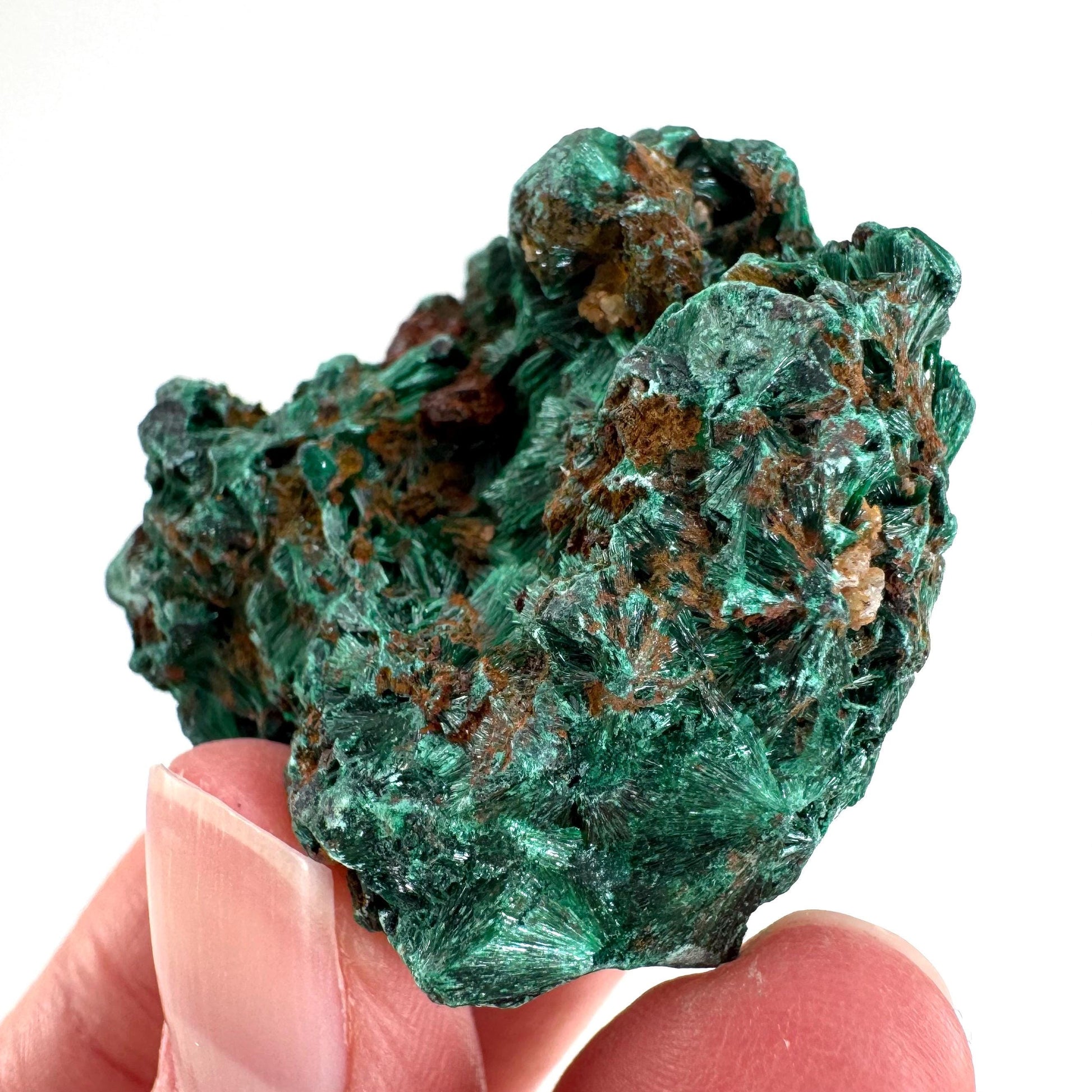Fibrous Malachite | green velvet crystal, mineral specimen