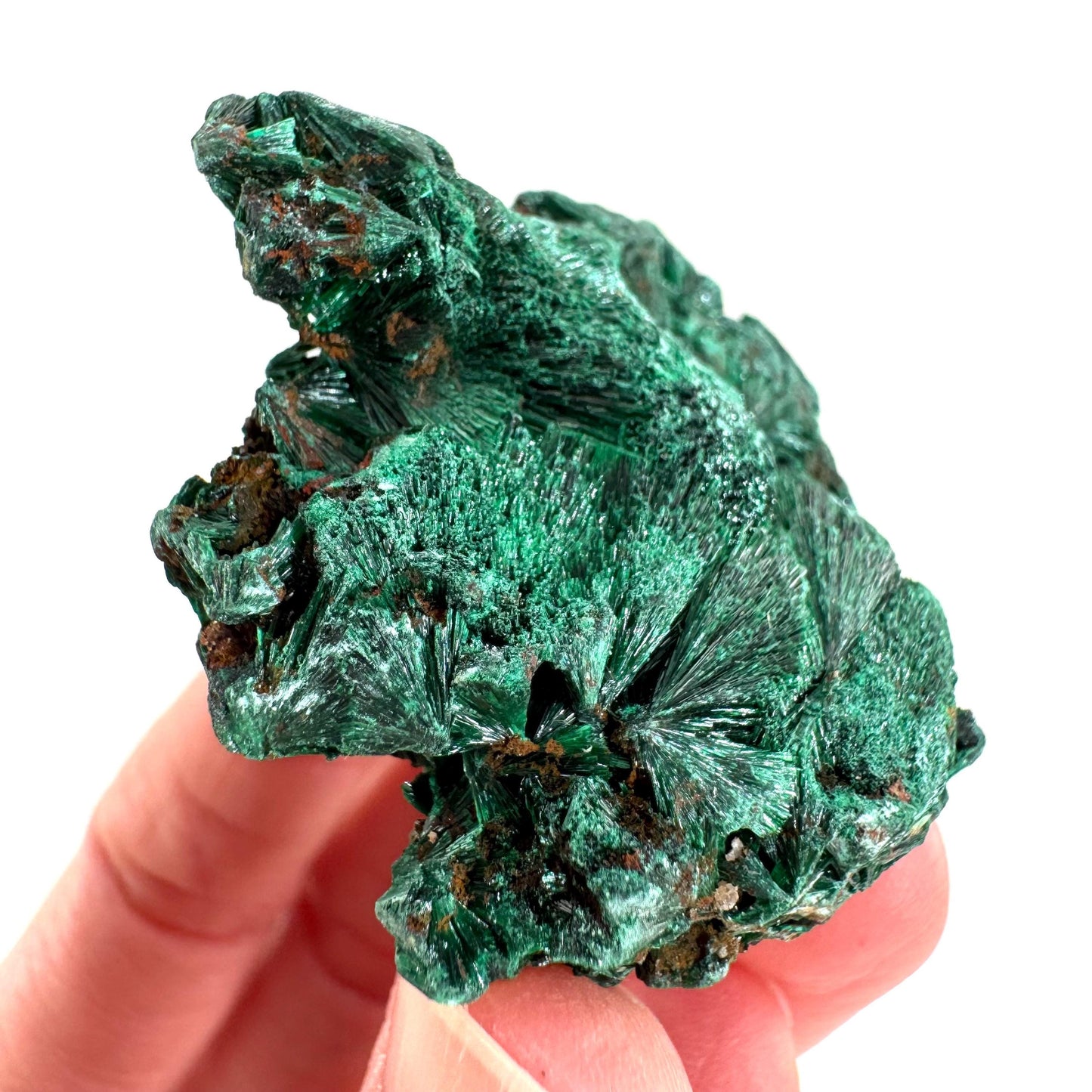 Fibrous Malachite | green velvet crystal, mineral specimen