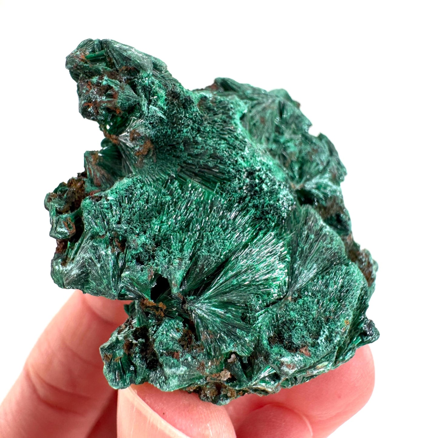 Fibrous Malachite | green velvet crystal, mineral specimen