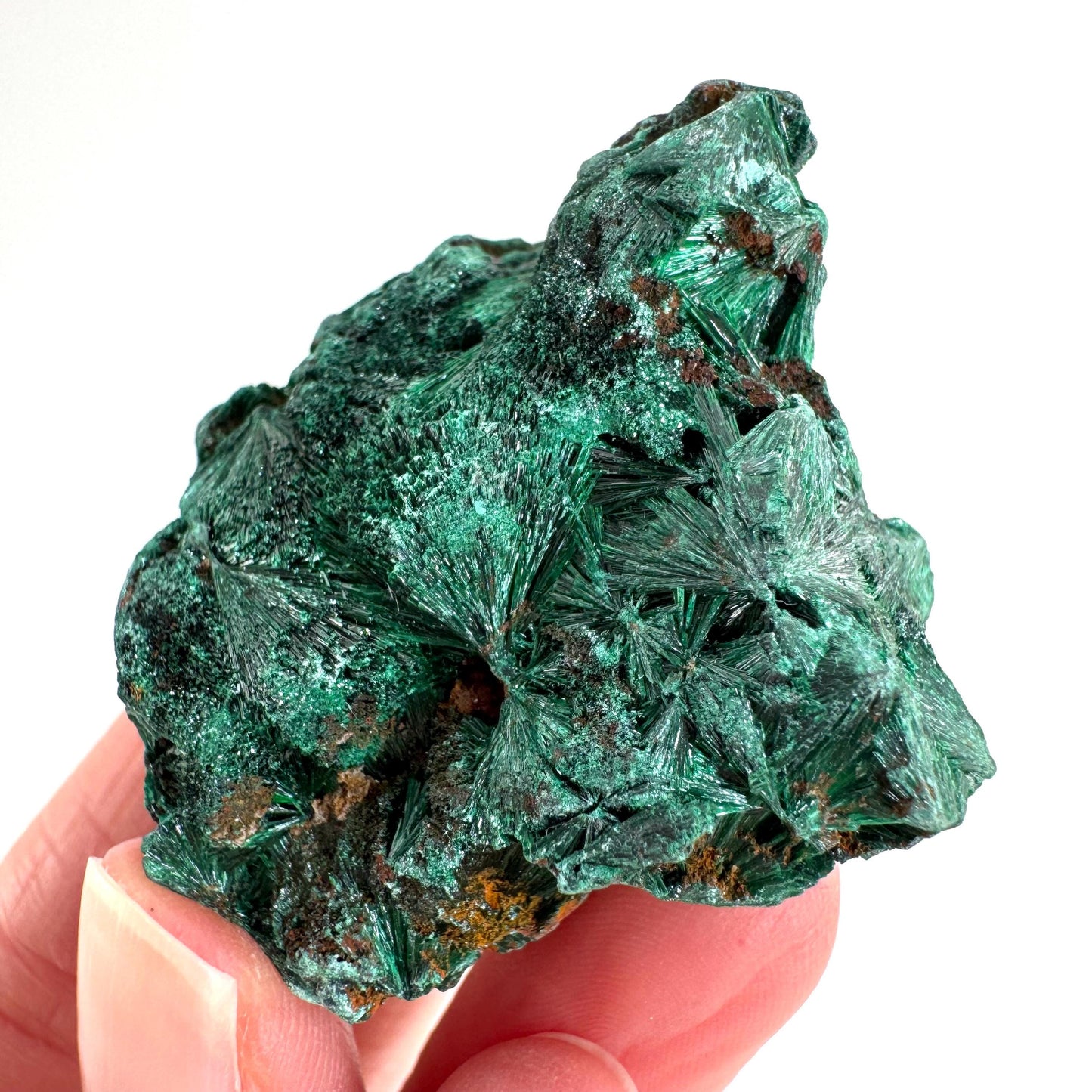 Fibrous Malachite | green velvet crystal, mineral specimen