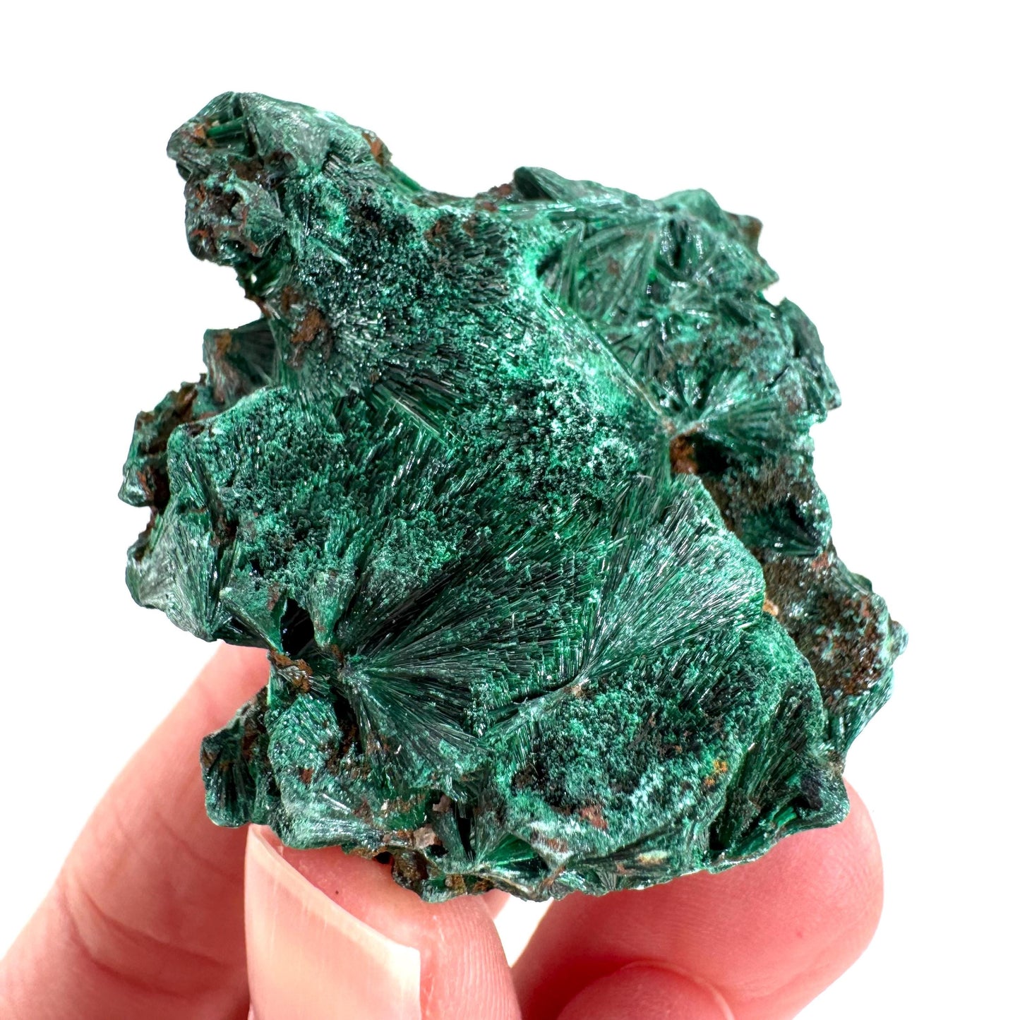 Fibrous Malachite | green velvet crystal, mineral specimen