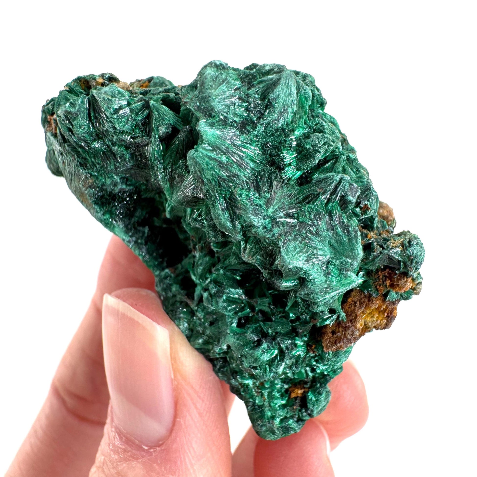 Fibrous Malachite | green velvet crystal, mineral specimen