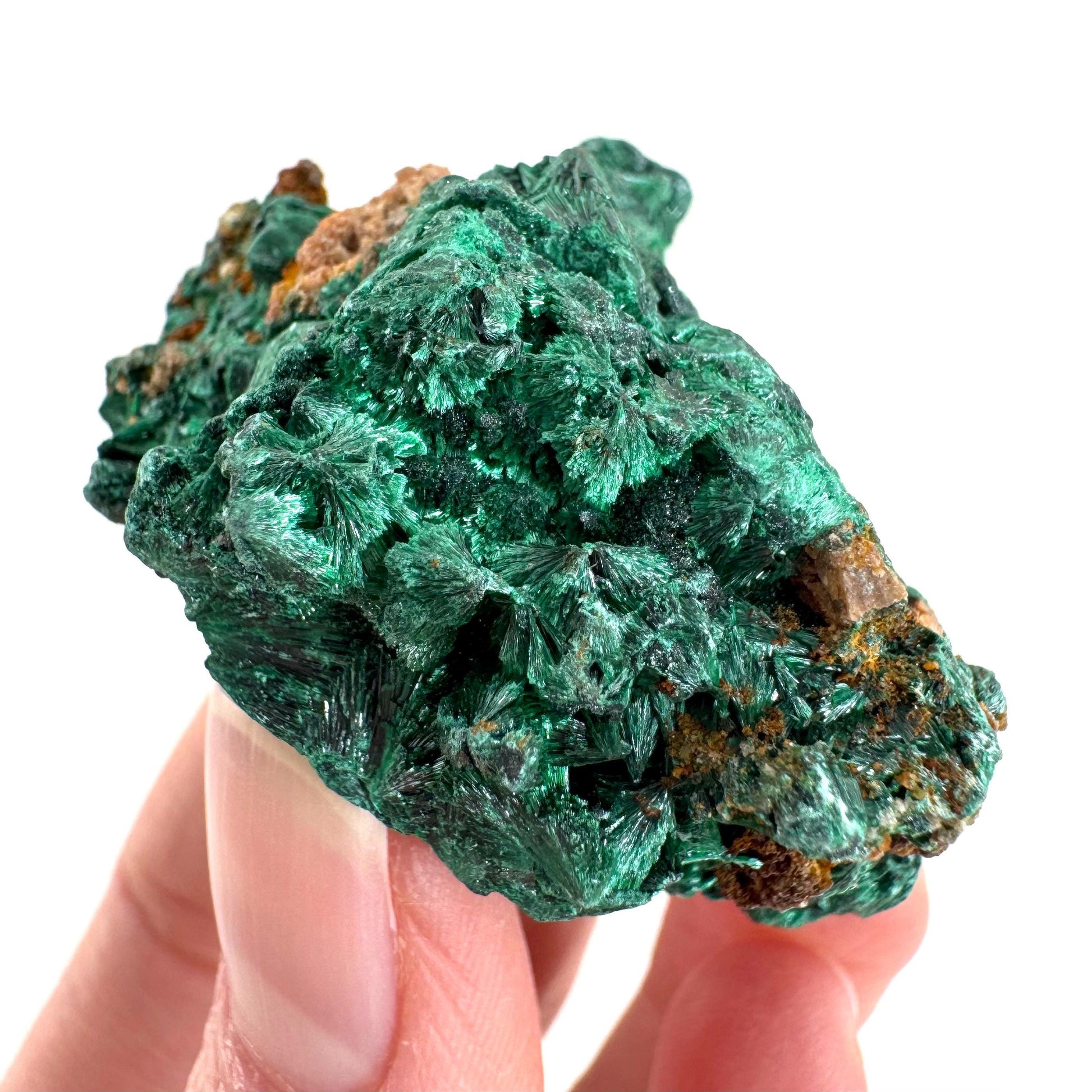 Fibrous Malachite | green velvet crystal, mineral specimen