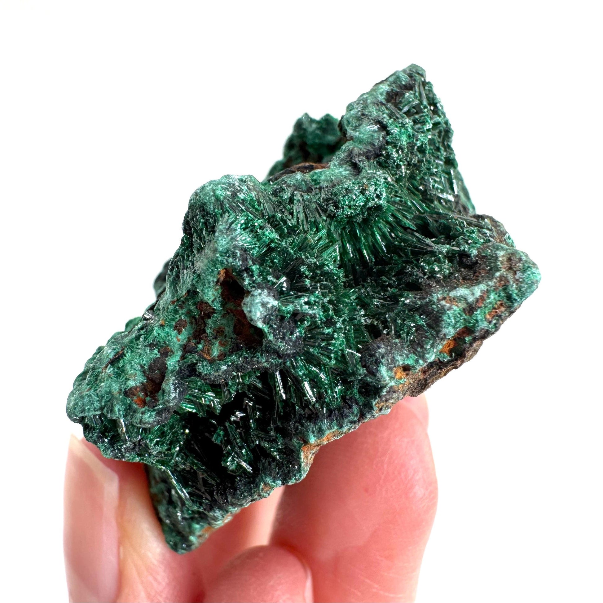 Fibrous Malachite | green velvet crystal, mineral specimen