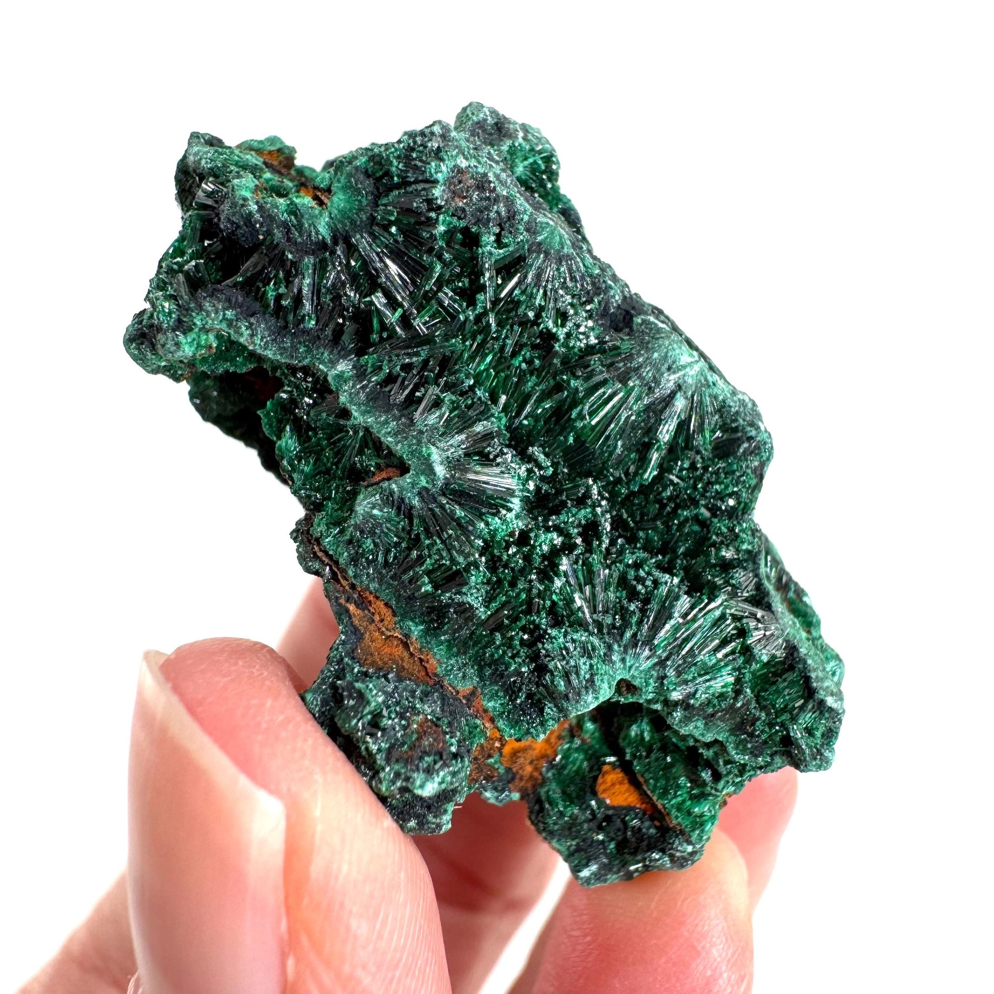 Fibrous Malachite | green velvet crystal, mineral specimen
