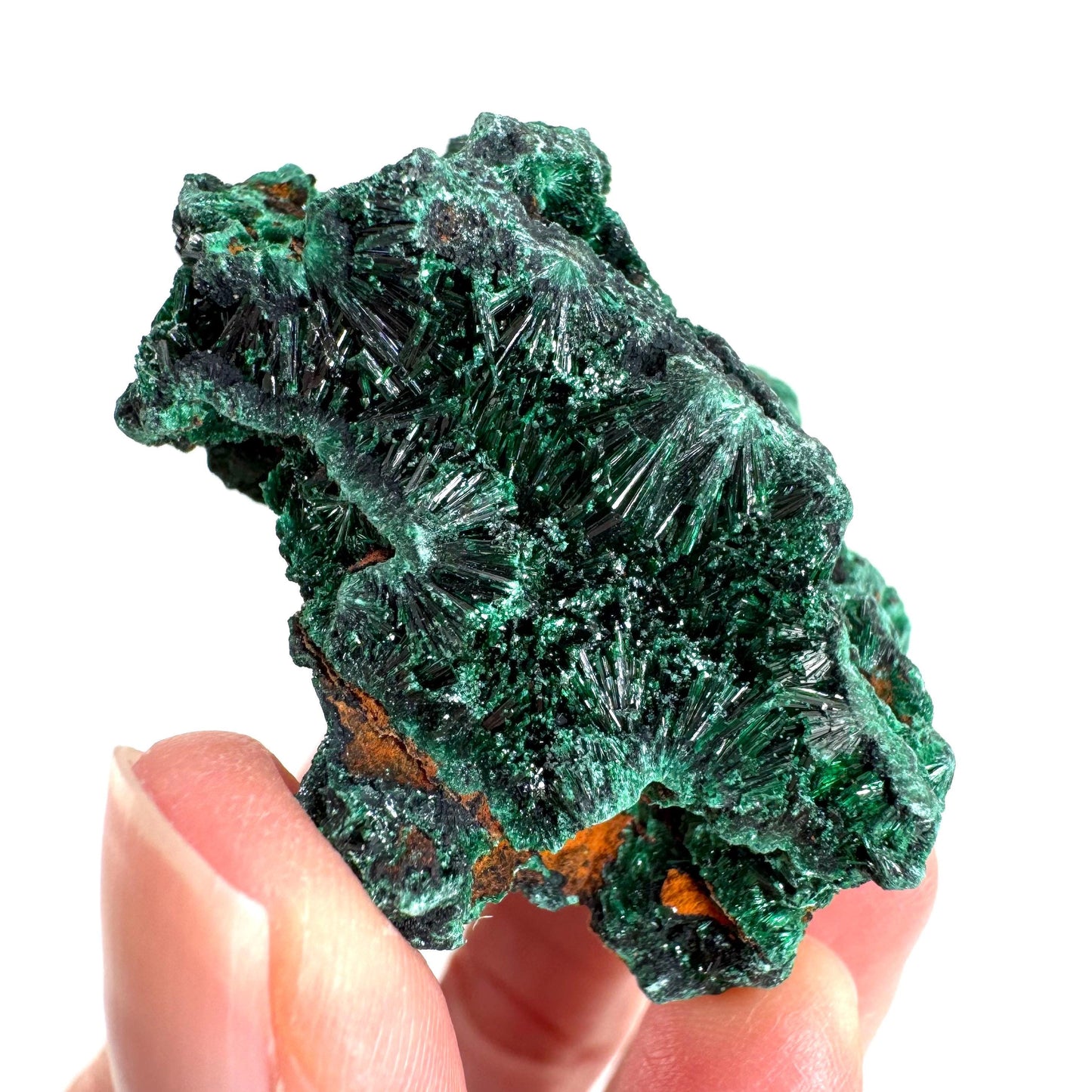 Fibrous Malachite | green velvet crystal, mineral specimen