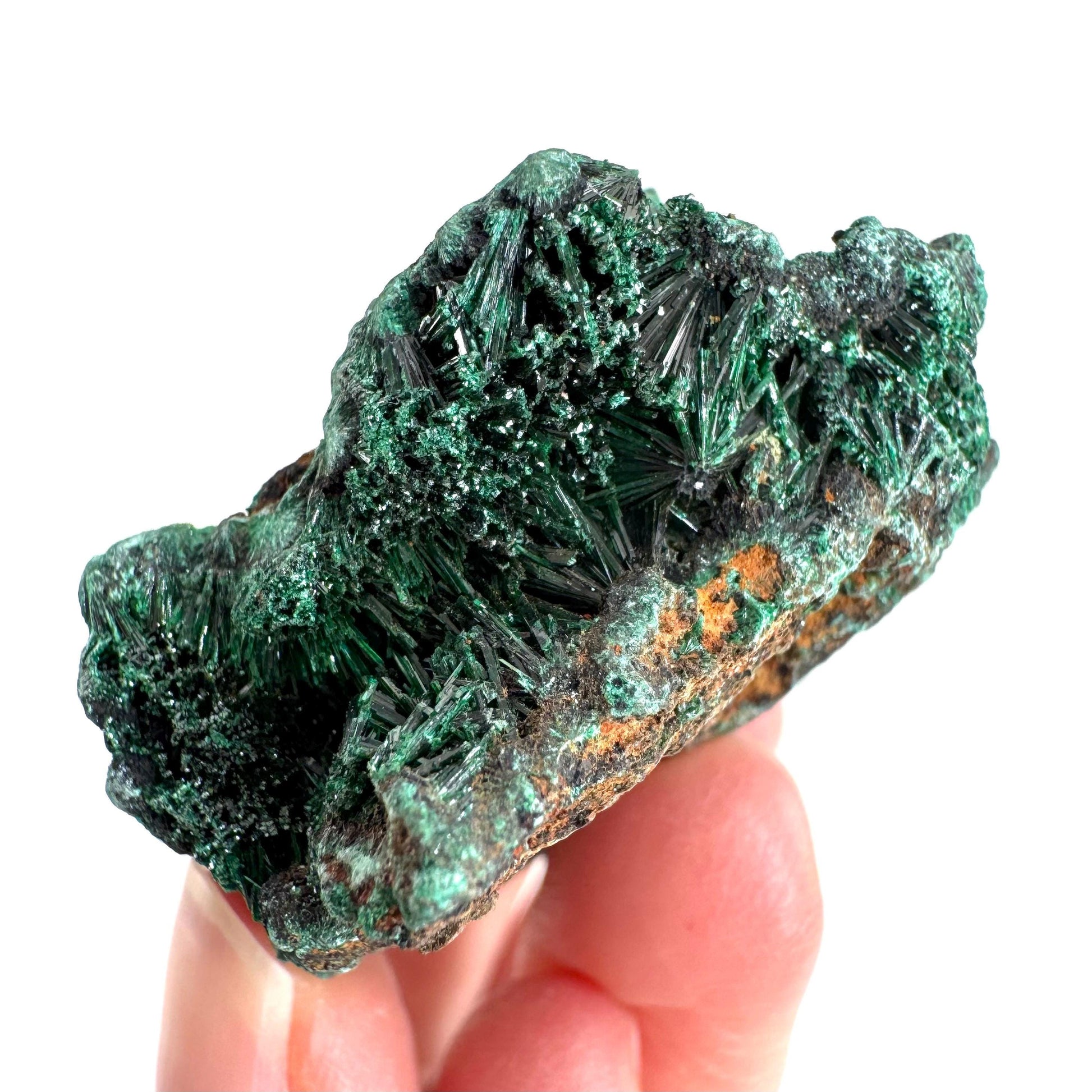 Fibrous Malachite | green velvet crystal, mineral specimen