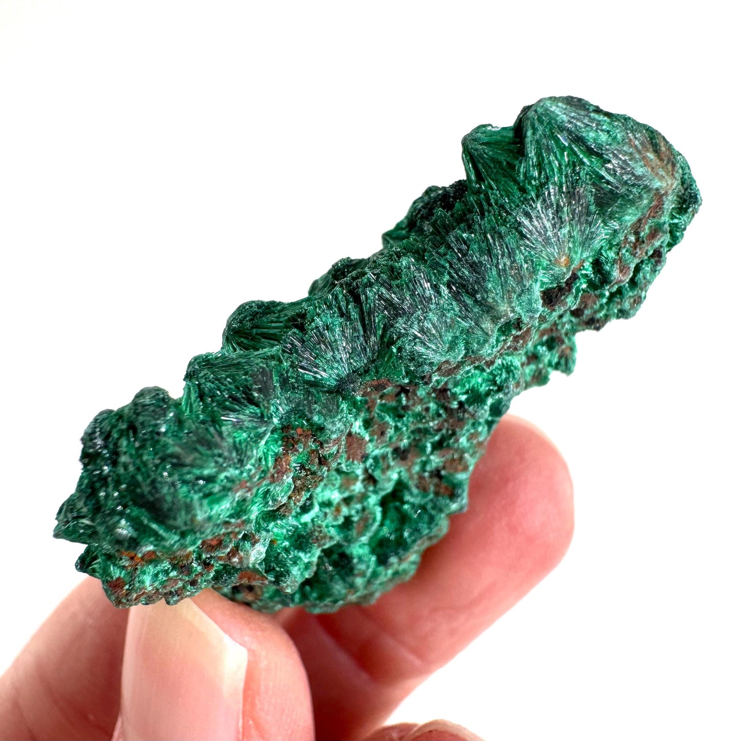 Fibrous Malachite | green velvet crystal, mineral specimen