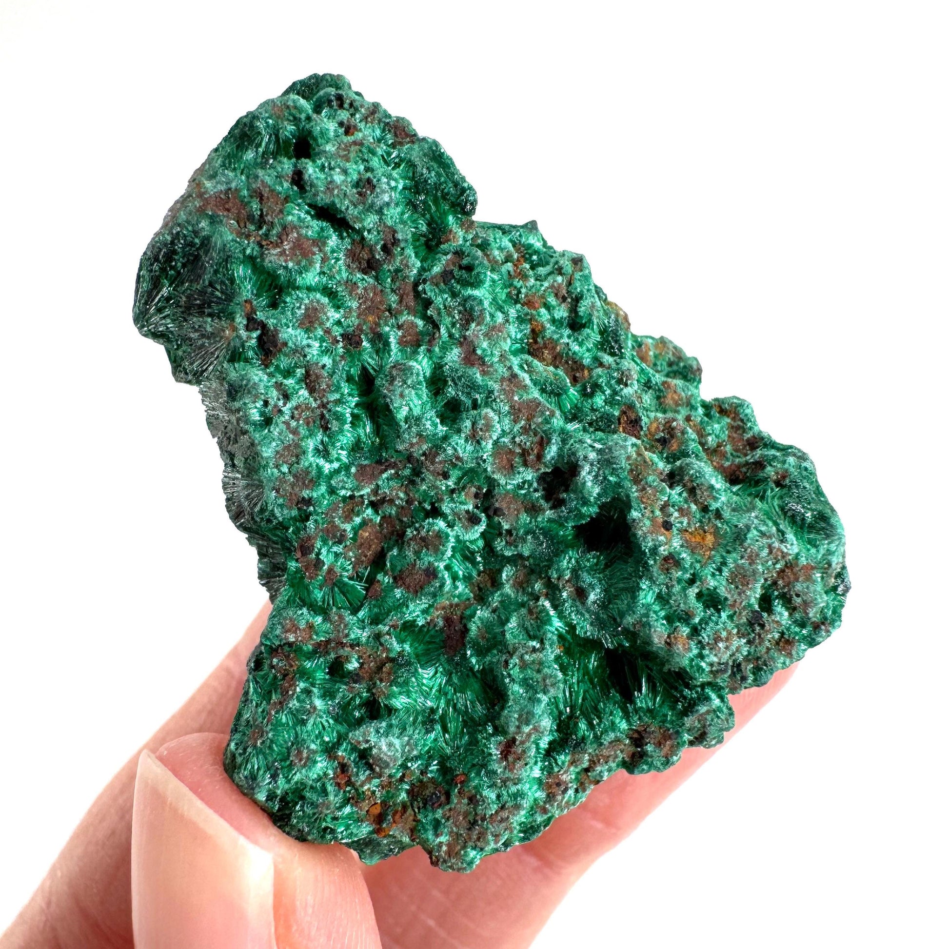 Fibrous Malachite | green velvet crystal, mineral specimen