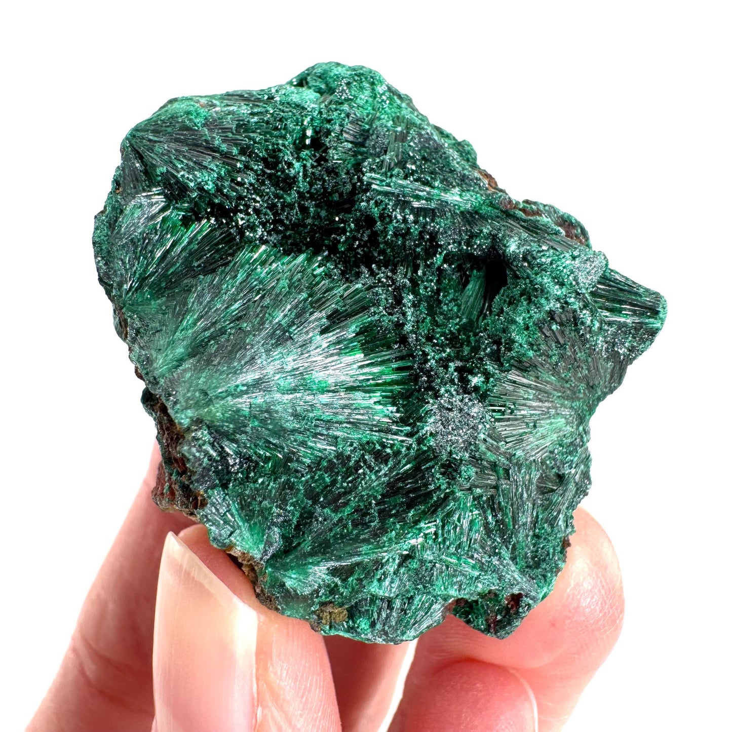 Fibrous Malachite | green velvet crystal, mineral specimen