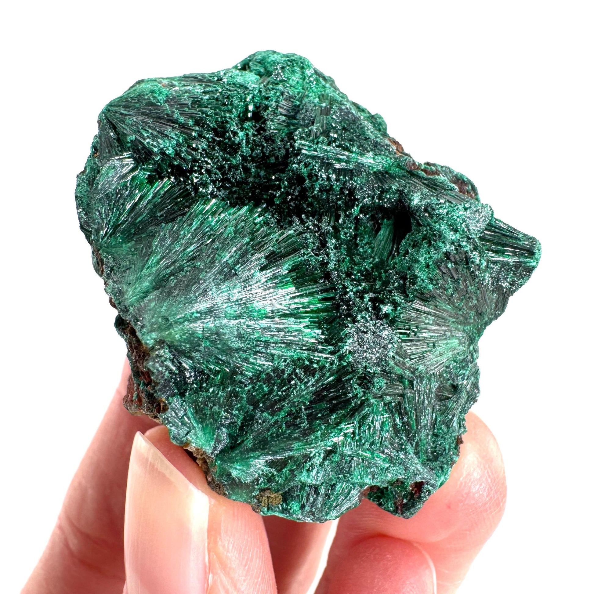 Fibrous Malachite | green velvet crystal, mineral specimen