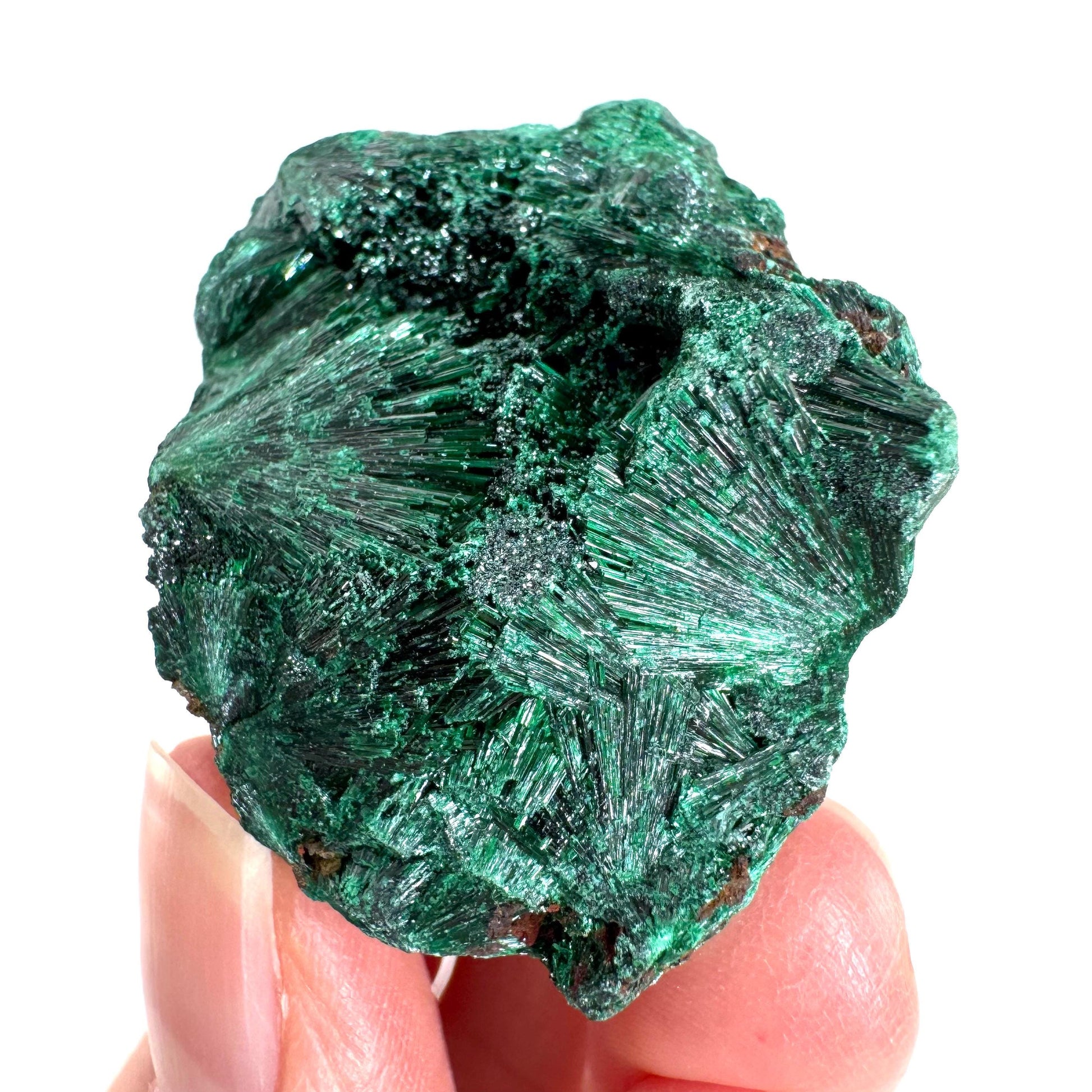 Fibrous Malachite | green velvet crystal, mineral specimen