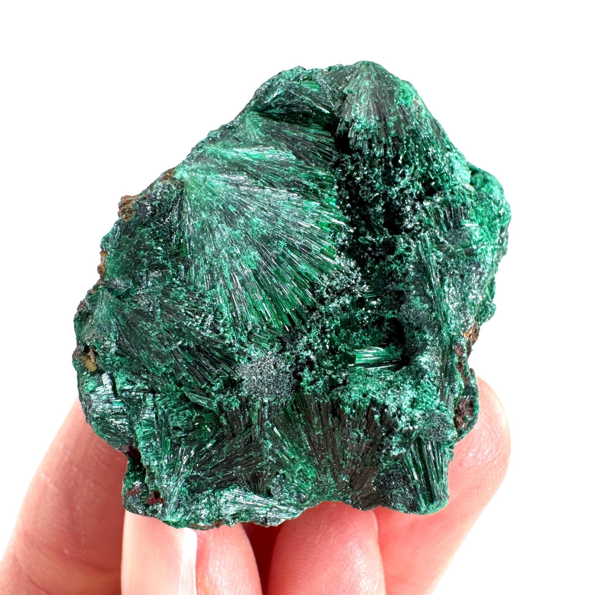 Fibrous Malachite | green velvet crystal, mineral specimen