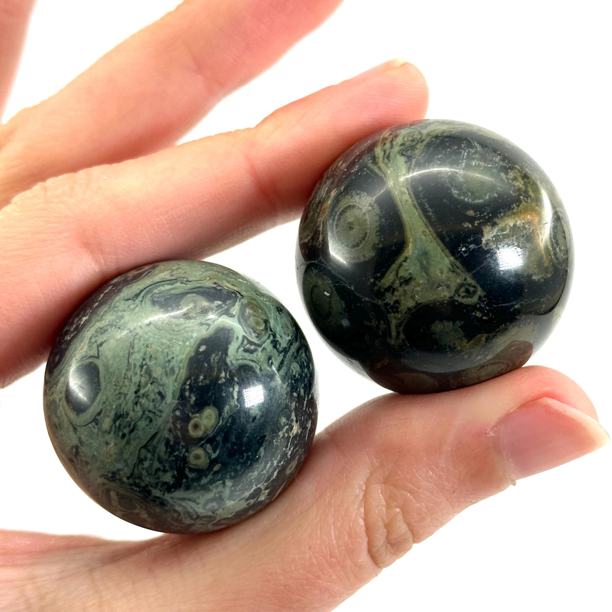 Kambaba Jasper Sphere | Polished Green Crystal Ball (Heart & Root Chakra)