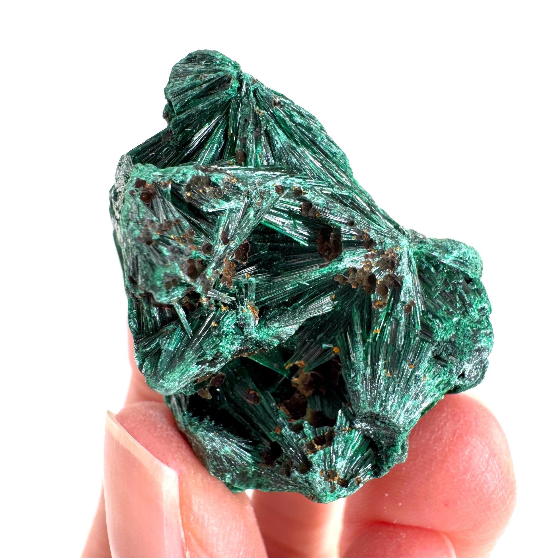 Fibrous Malachite | green velvet crystal, mineral specimen