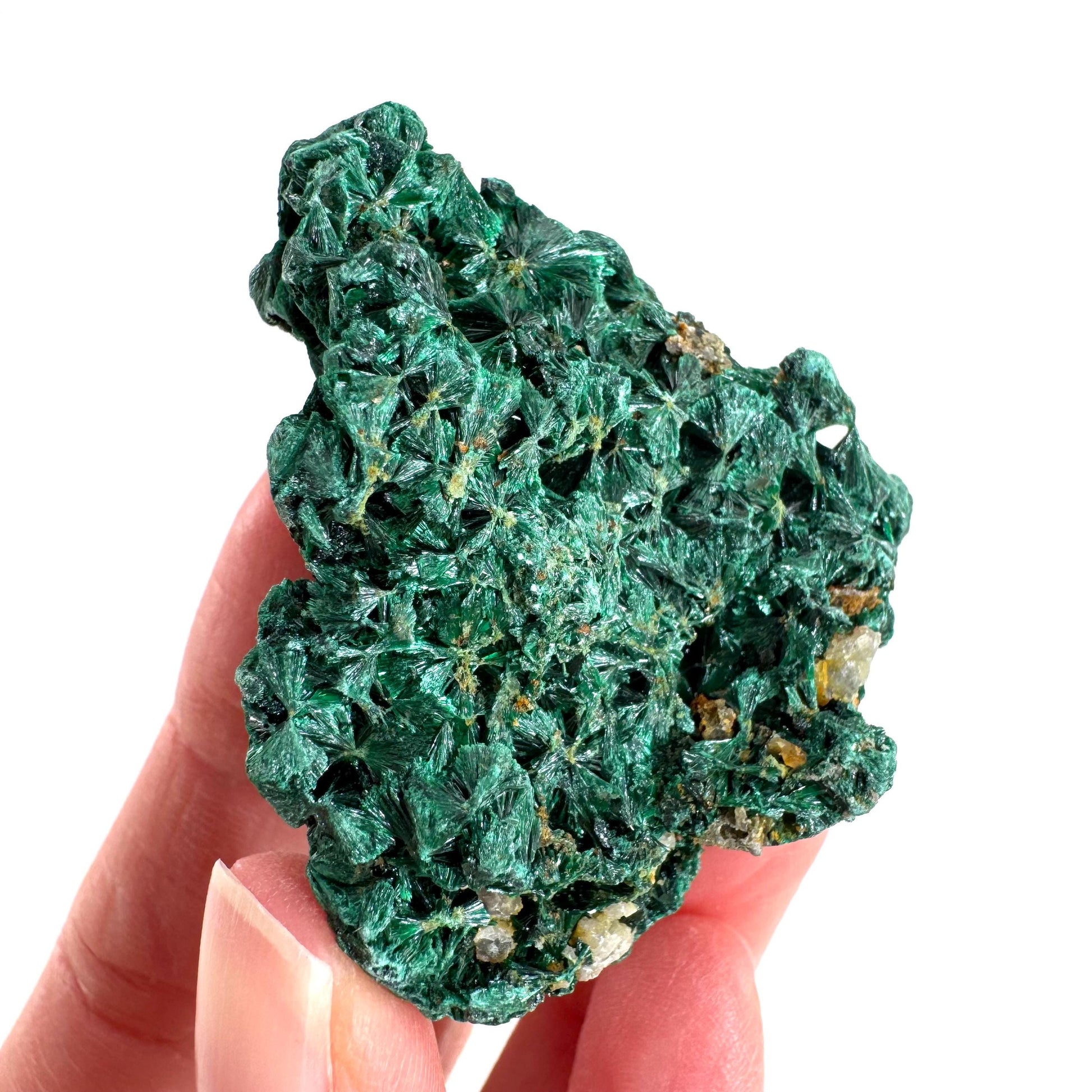 Fibrous Malachite | green velvet crystal, mineral specimen