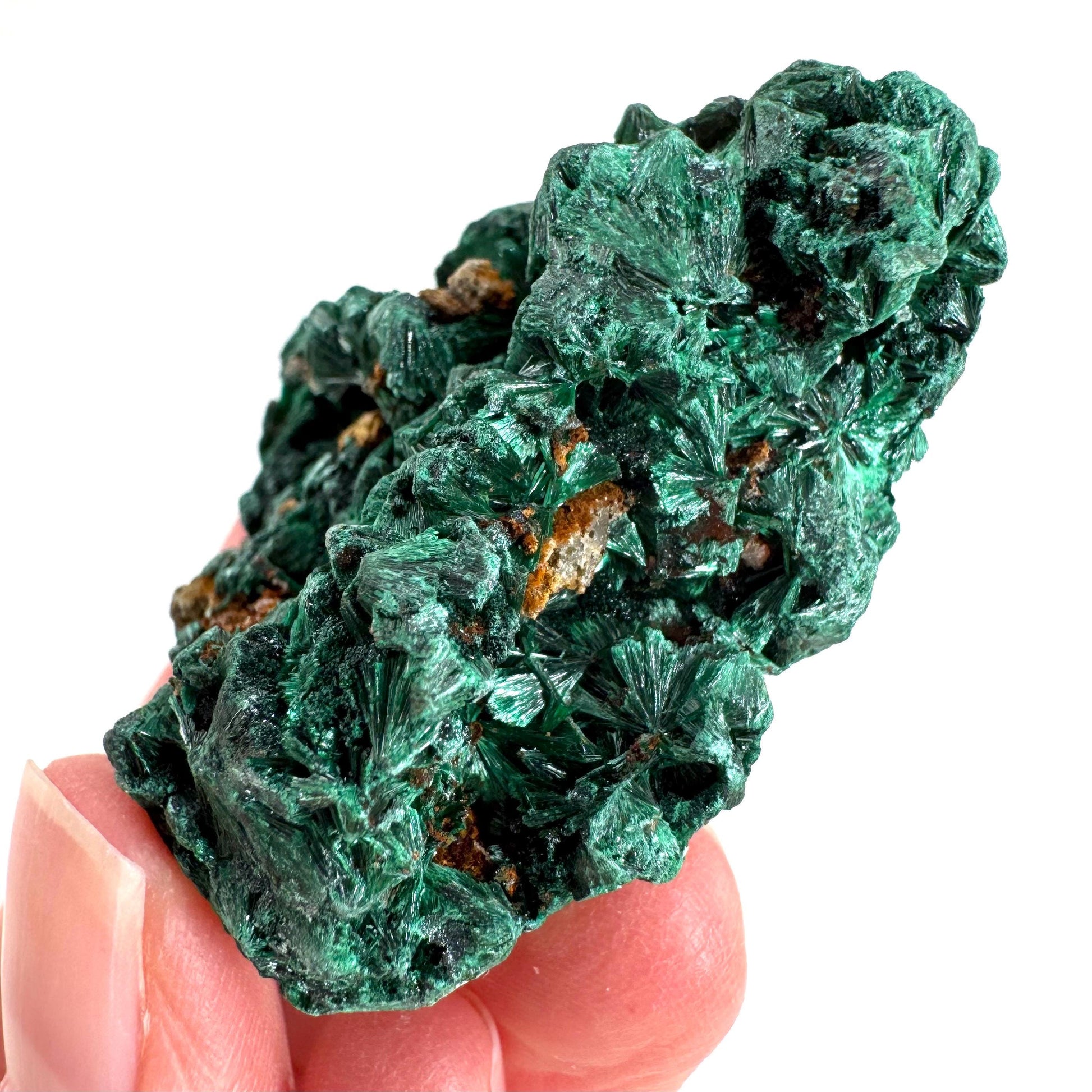 Fibrous Malachite | green velvet crystal, mineral specimen