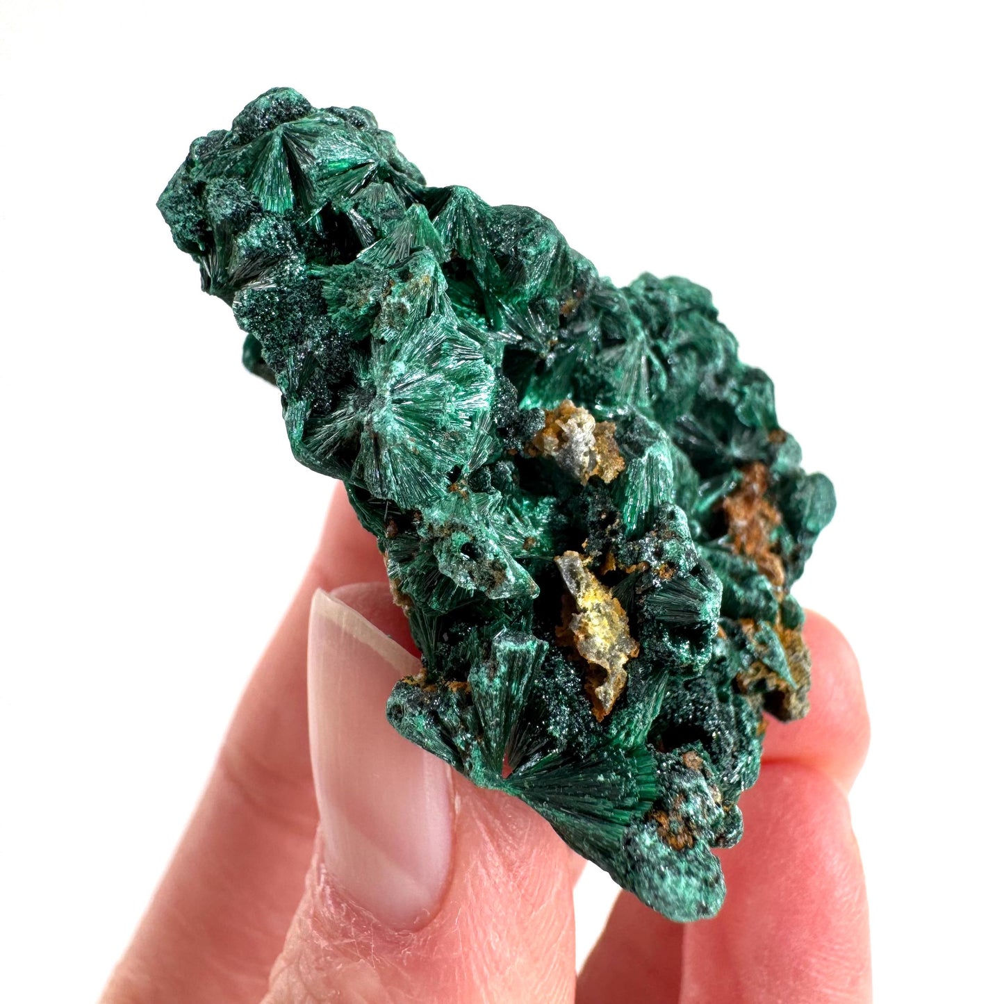 Fibrous Malachite | green velvet crystal, mineral specimen