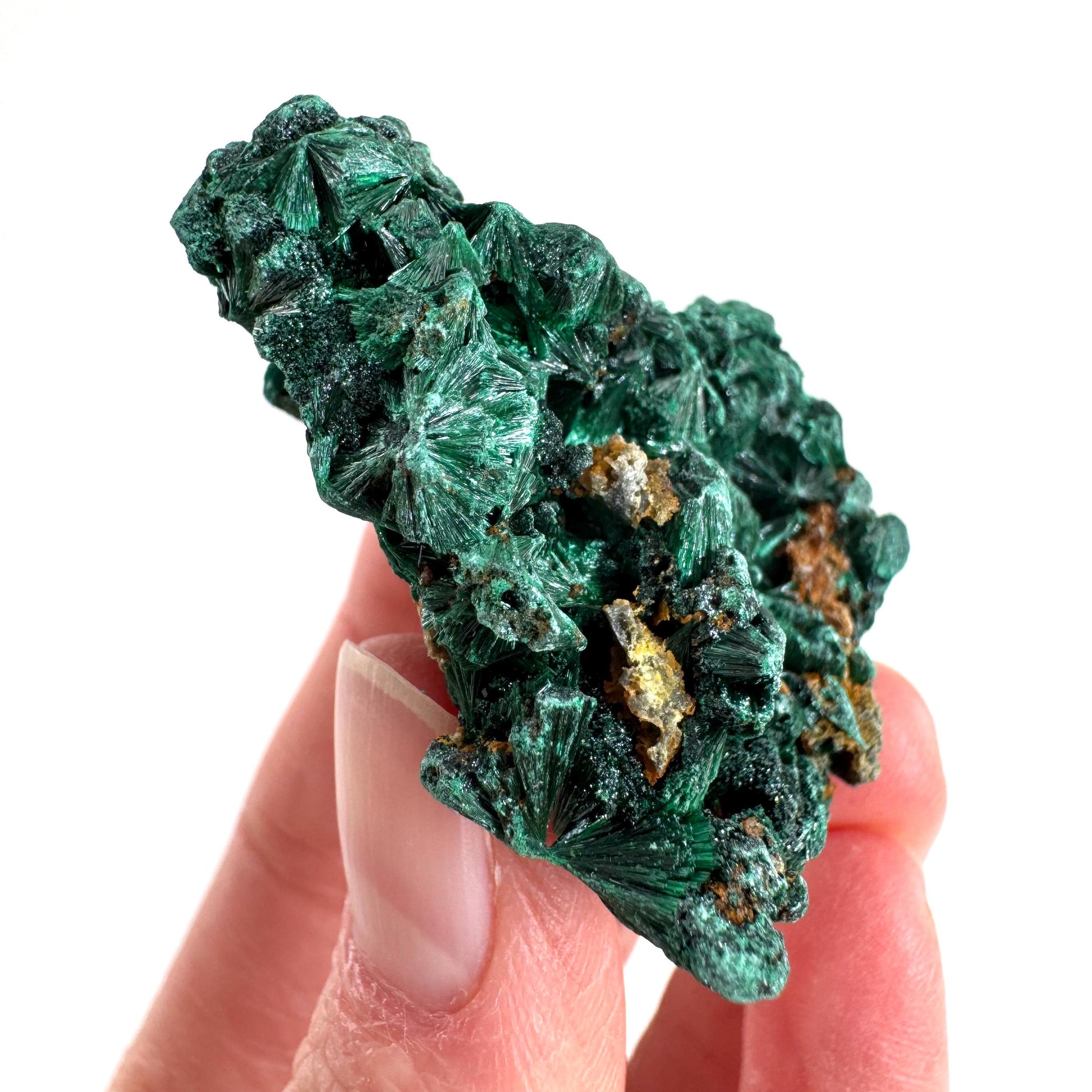 Fibrous Malachite | green velvet crystal, mineral specimen