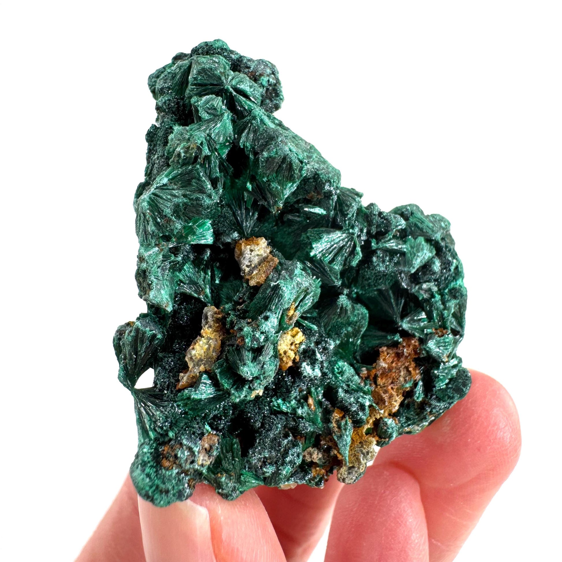 Fibrous Malachite | green velvet crystal, mineral specimen