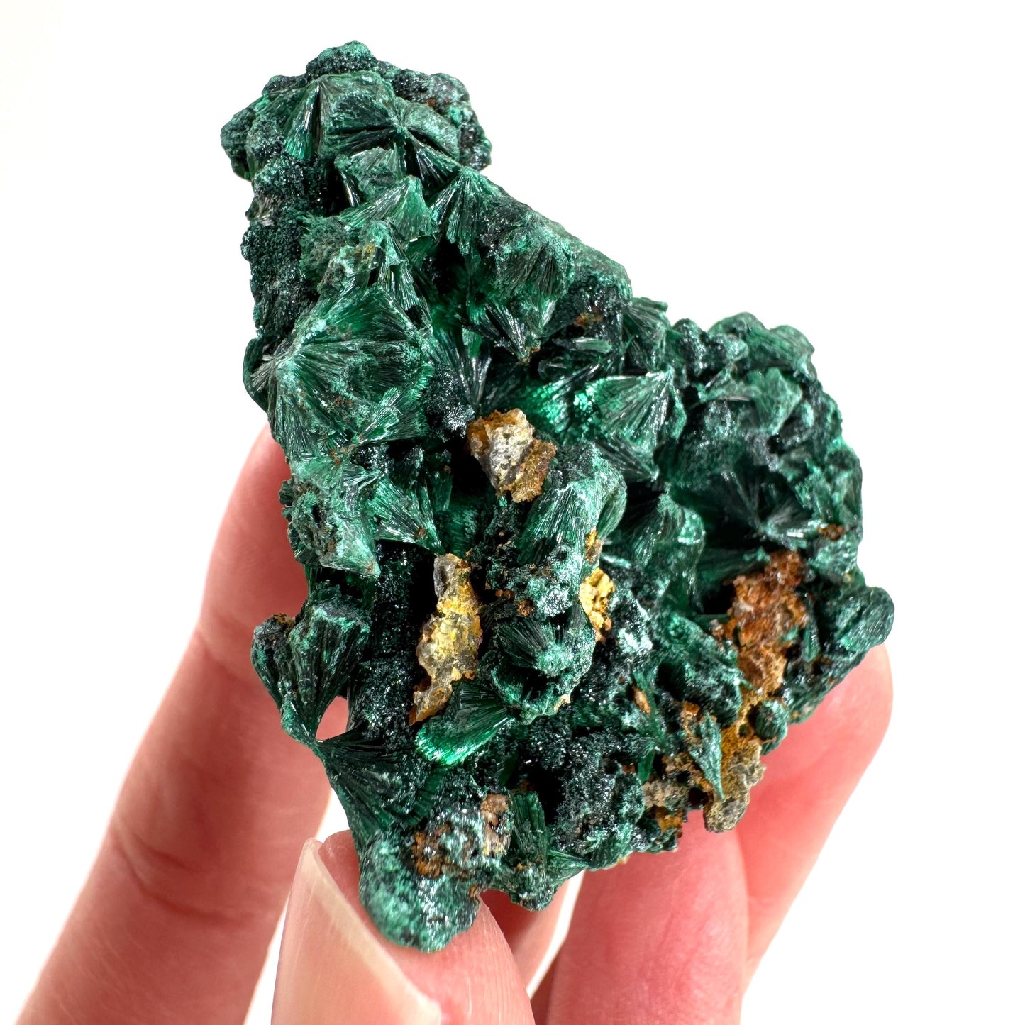 Fibrous Malachite | green velvet crystal, mineral specimen