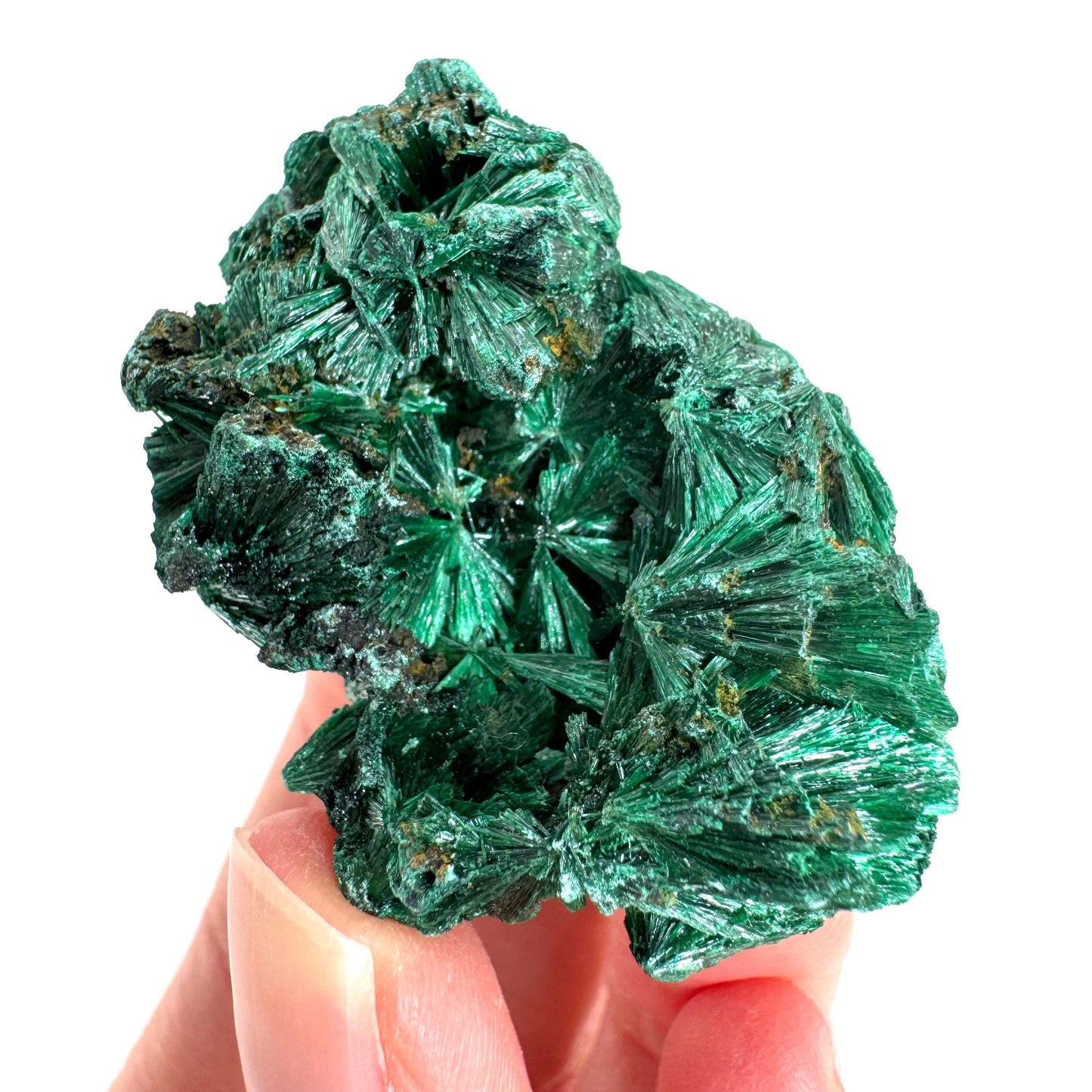 Fibrous Malachite | green velvet crystal, mineral specimen