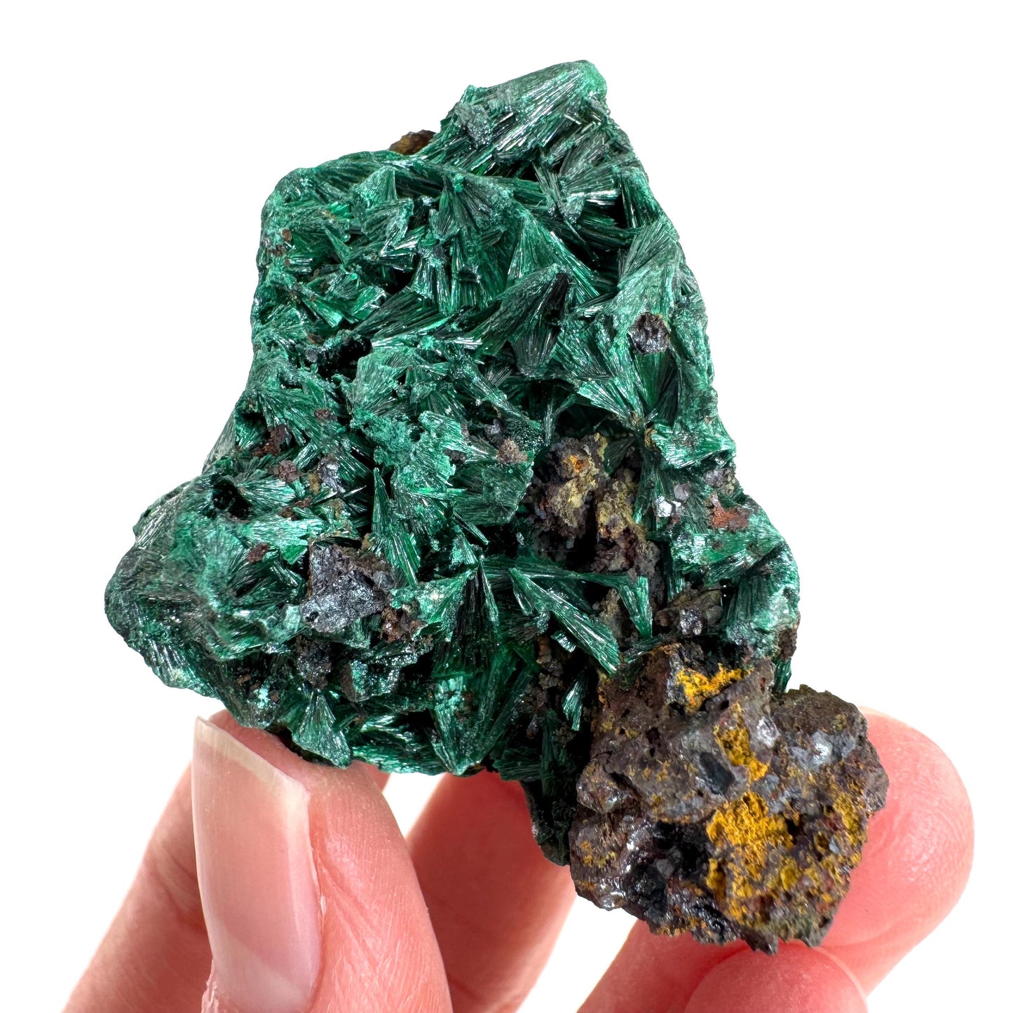 Fibrous Malachite | green velvet crystal, mineral specimen