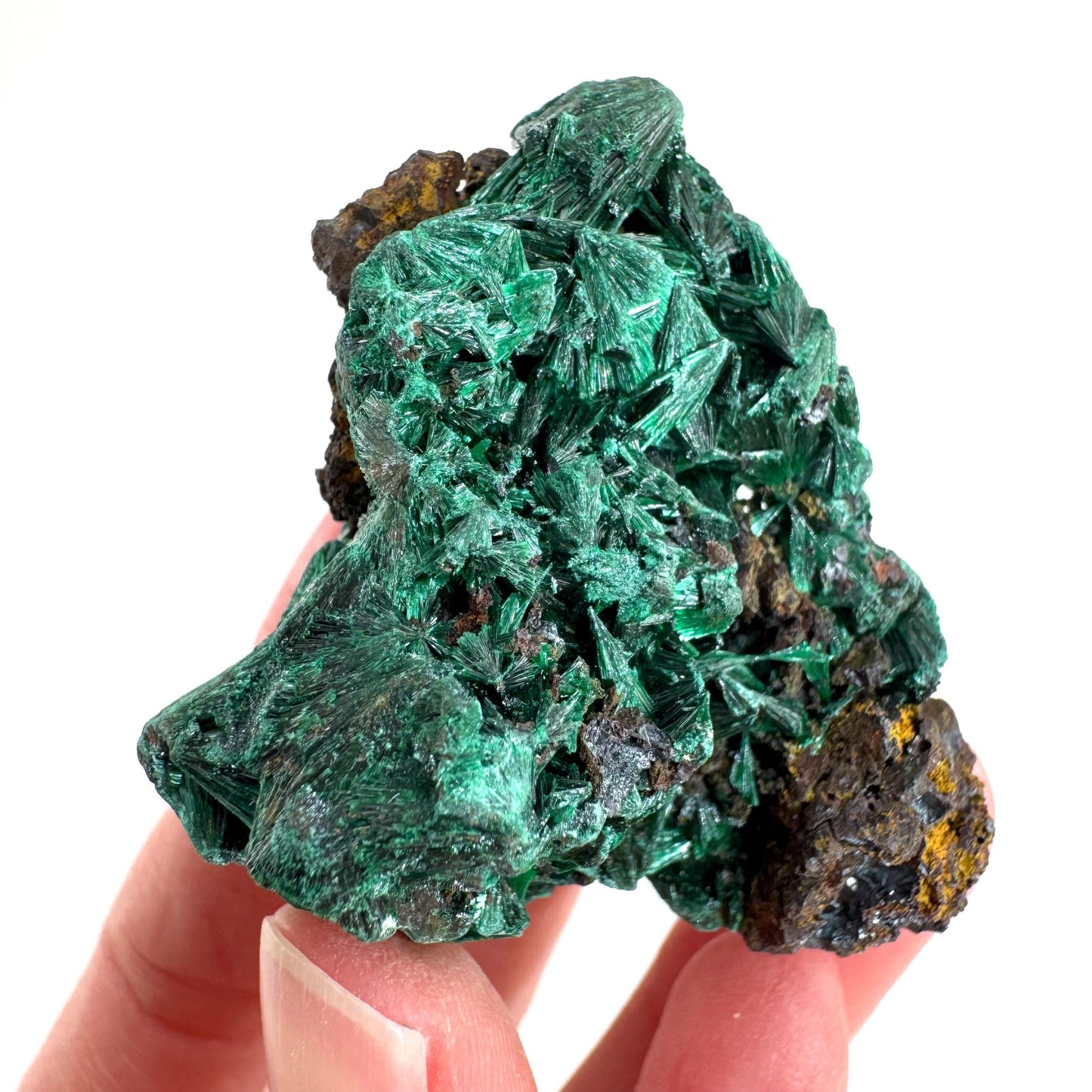 Fibrous Malachite | green velvet crystal, mineral specimen