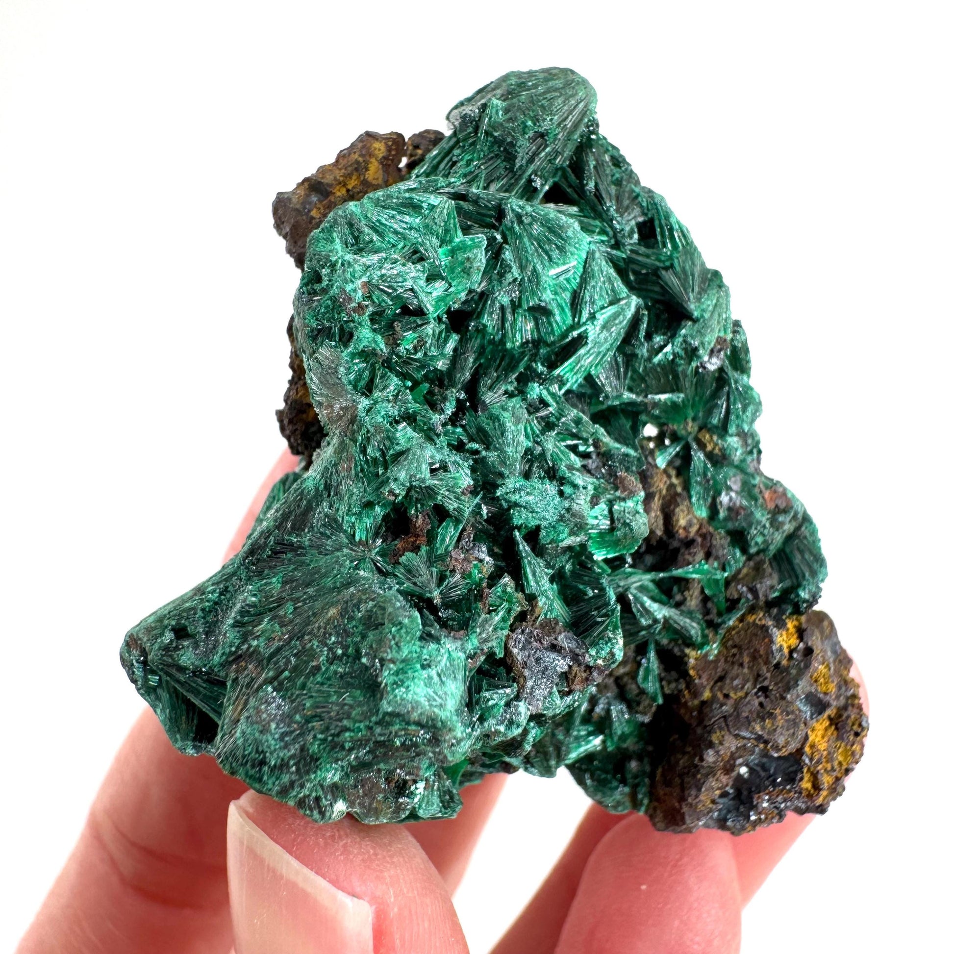 Fibrous Malachite | green velvet crystal, mineral specimen