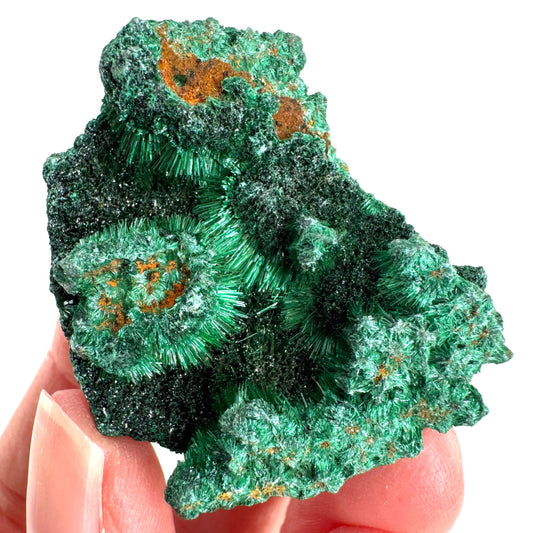 Fibrous Malachite | green velvet crystal, mineral specimen
