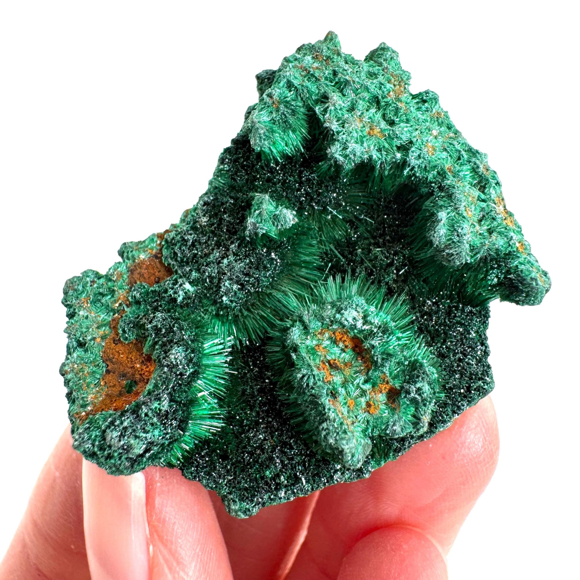 Fibrous Malachite | green velvet crystal, mineral specimen