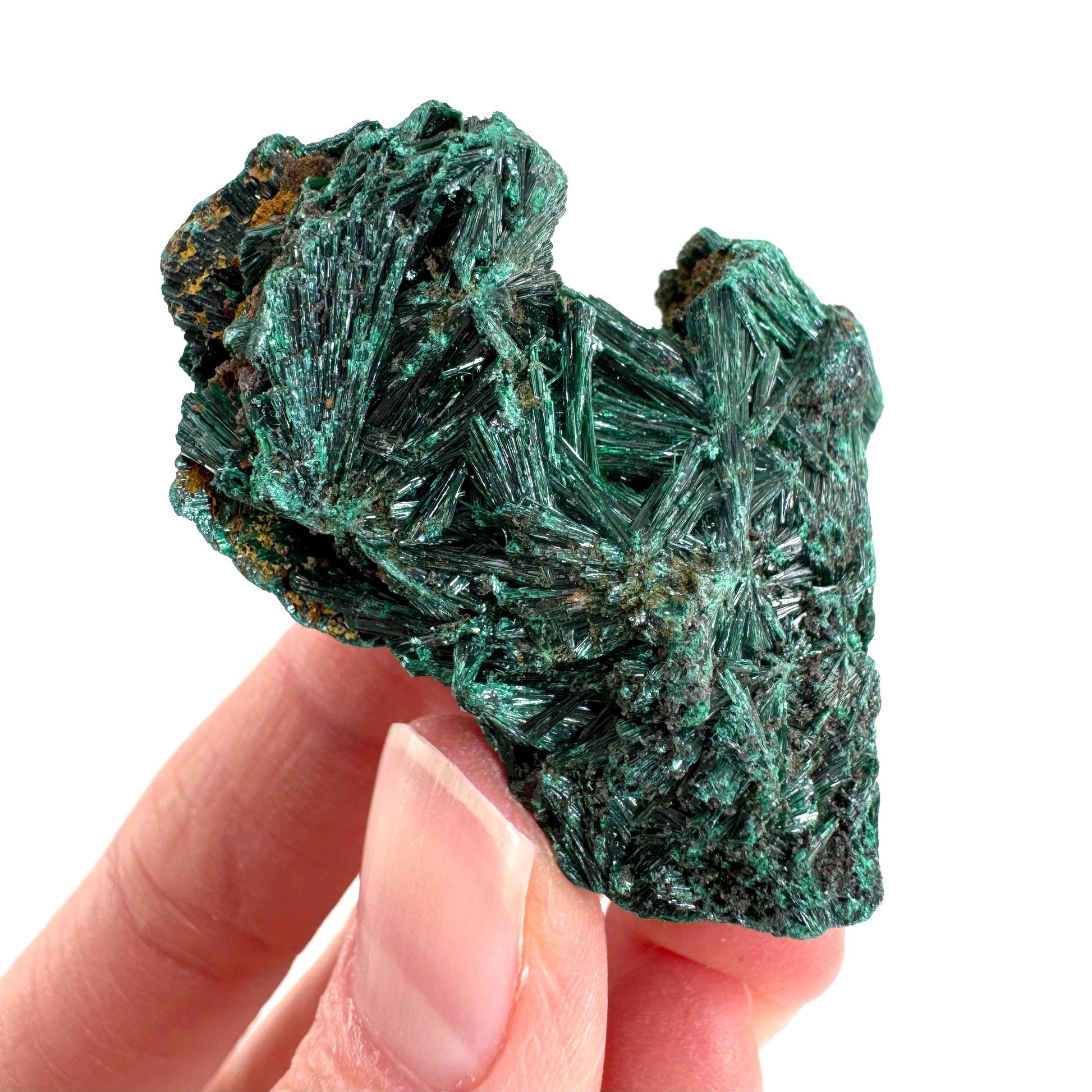 Fibrous Malachite | green velvet crystal, mineral specimen